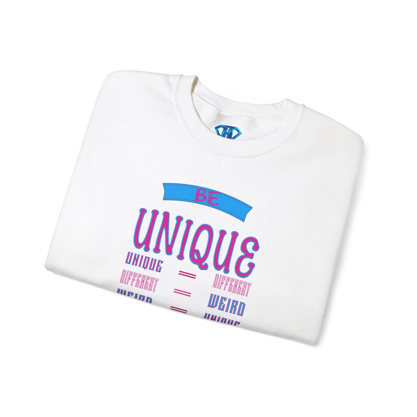 White & Pink "Be Unique Anyway" Positivity Sweaters