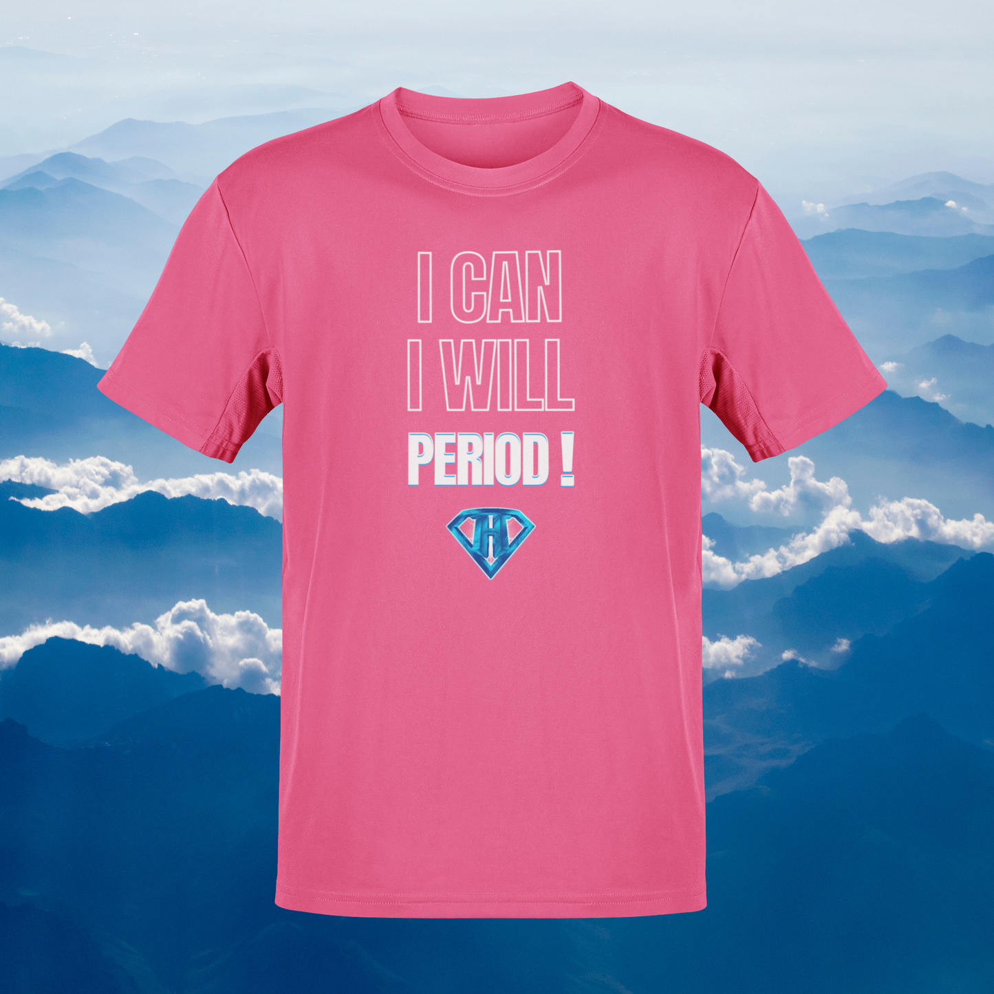 Pink "I Can, I Will, # Period" Inspirational T-Shirt