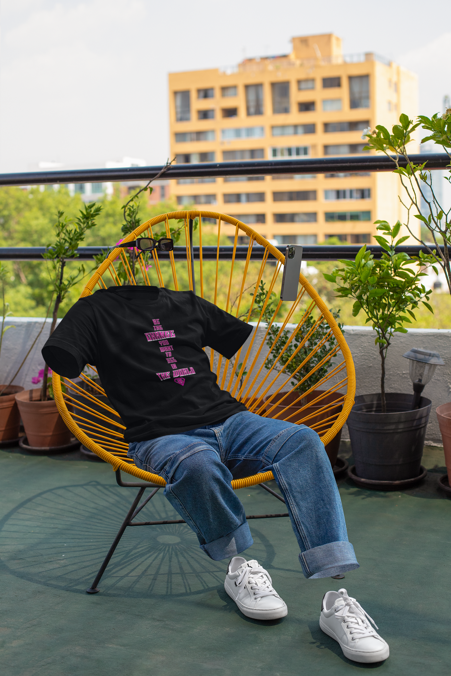 Black & Pink "Be The Change You Want To See In The World" Inspirational T-Shirt