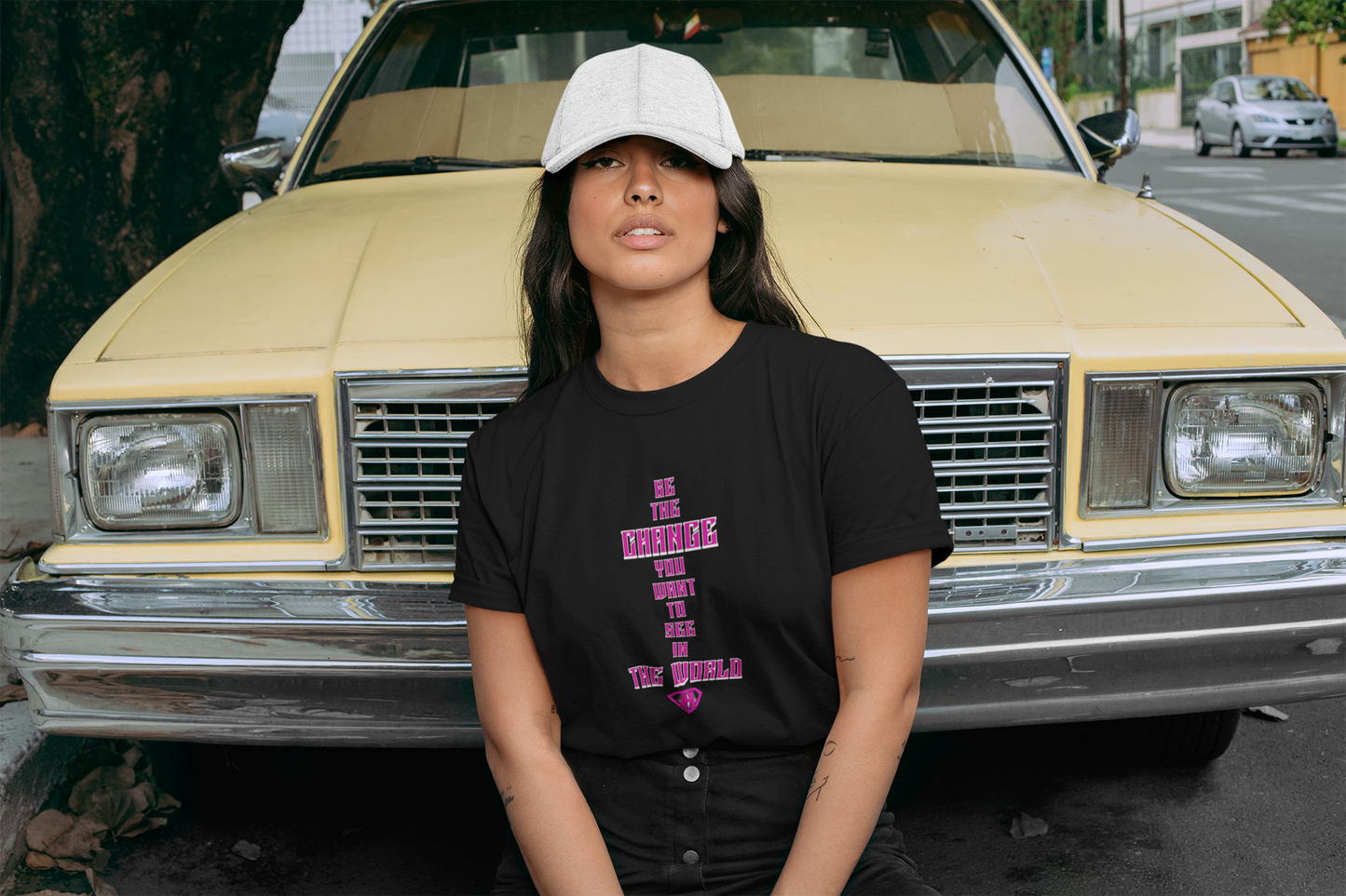 Black & Pink "Be The Change You Want To See In The World" Inspirational T-Shirt