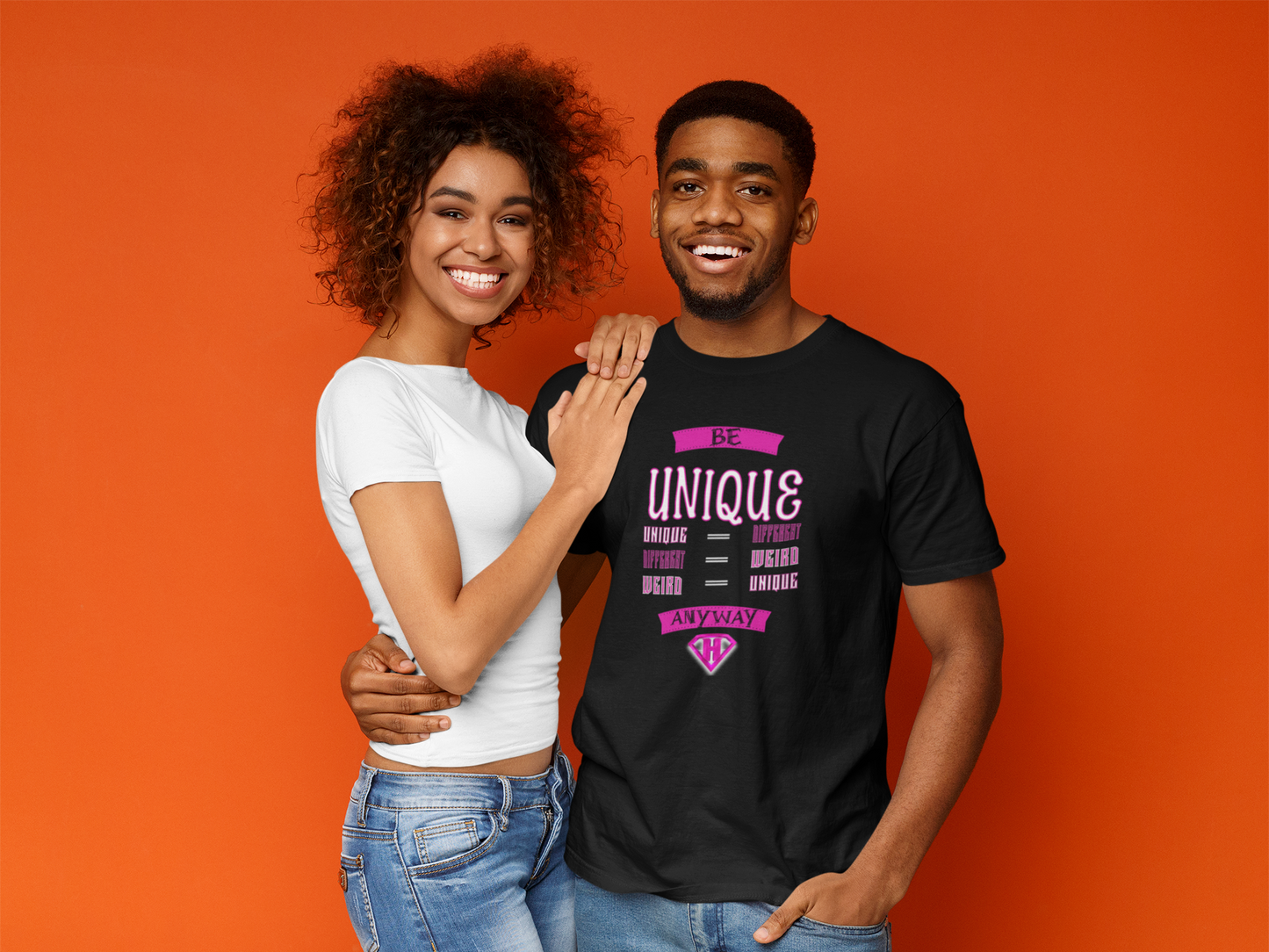 Black & Pink "Be Unique Anyway" Inspirational T-Shirt