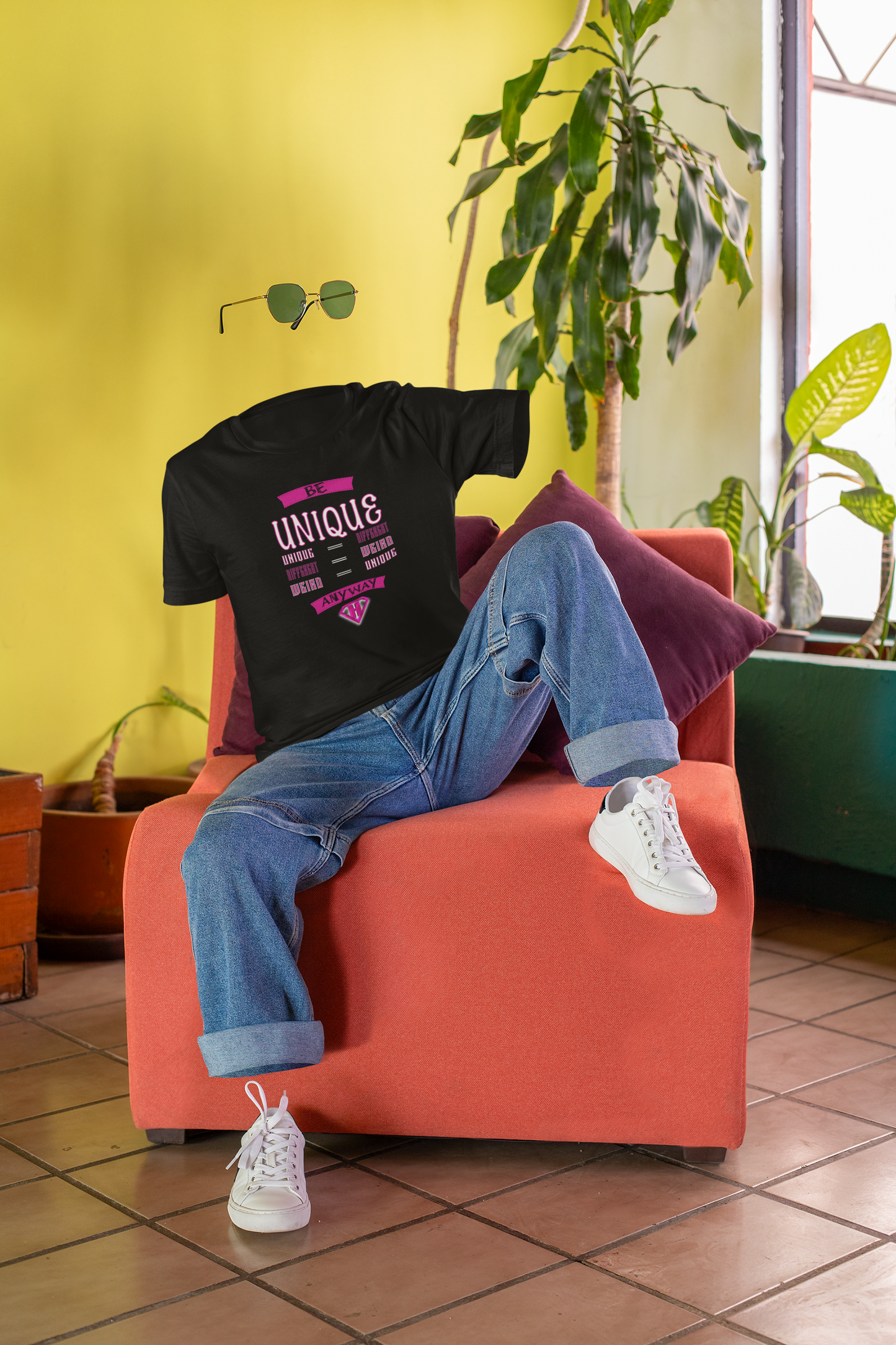 Black & Pink "Be Unique Anyway" Inspirational T-Shirt