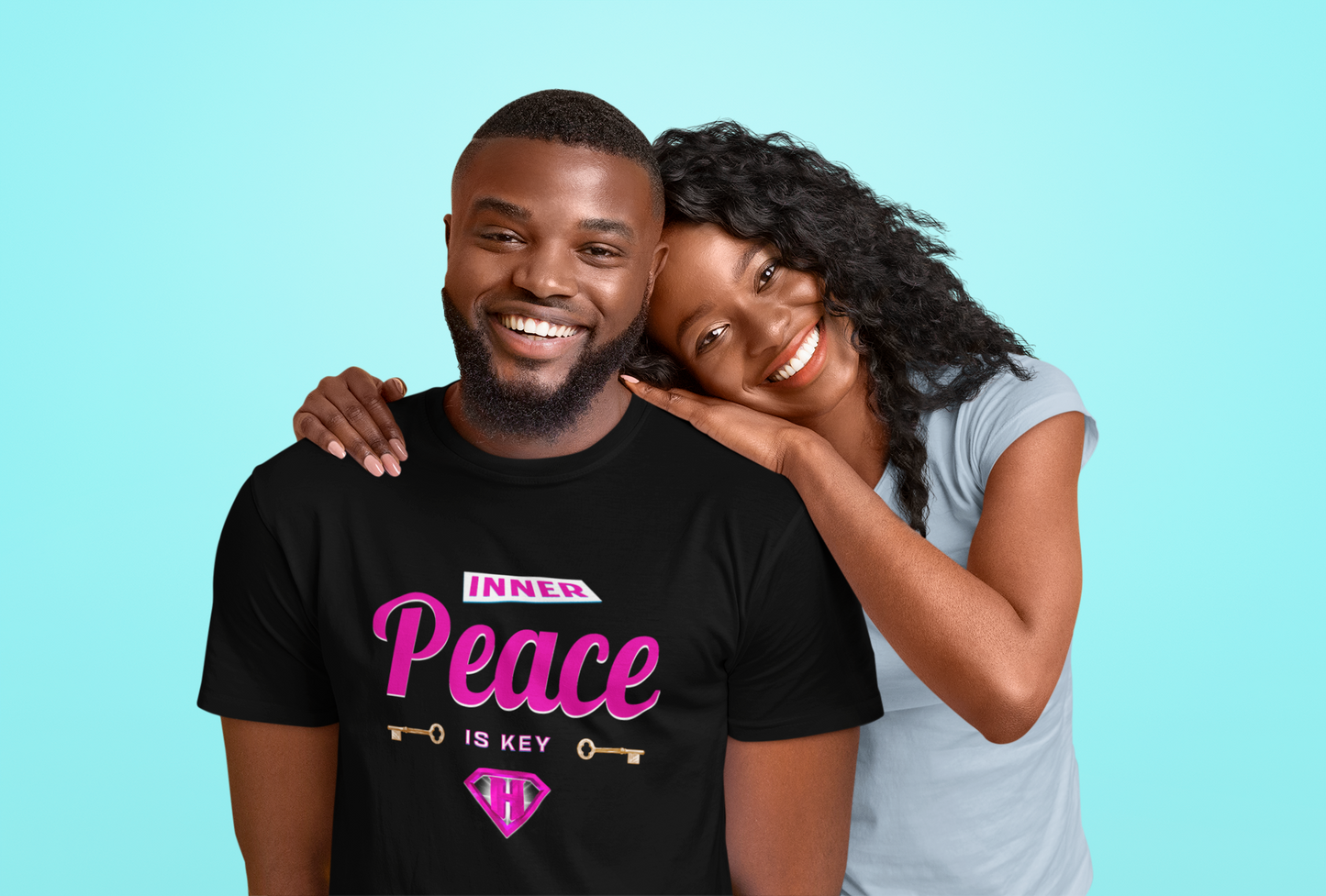 Black & Pink "Inner Peace Is Key" Inspirational T-Shirt