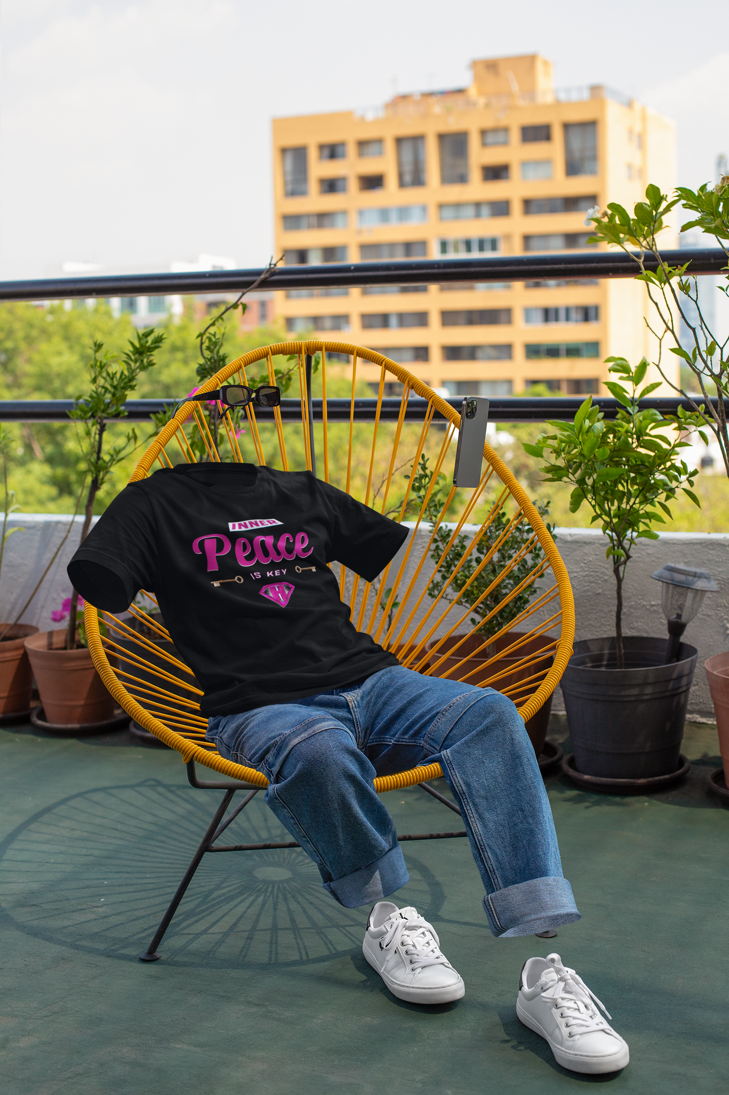 Black & Pink "Inner Peace Is Key" Inspirational T-Shirt