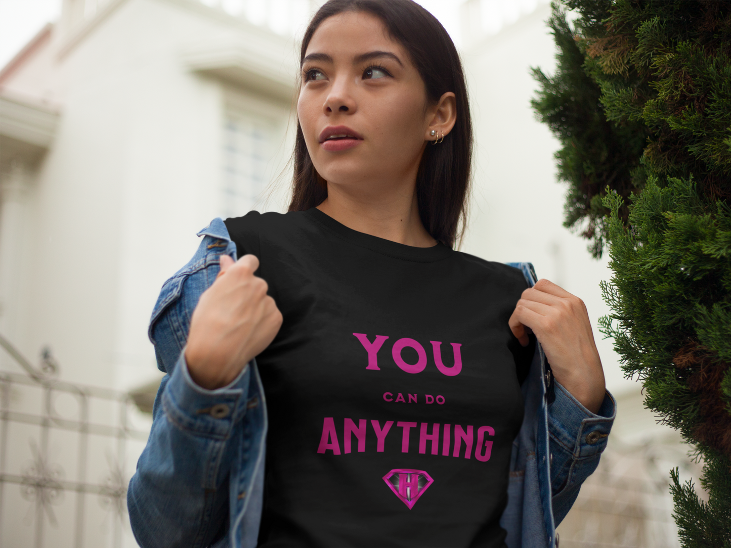 Black & Pink "You Can Do Anything" Inspirational T-Shirt
