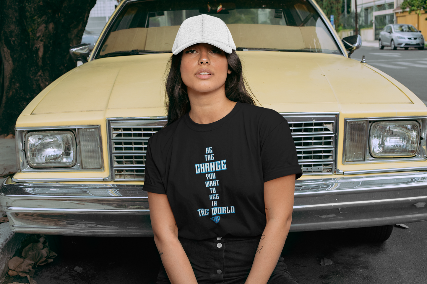 Black "Be The Change You Want To See In The World" Inspirational T-Shirt