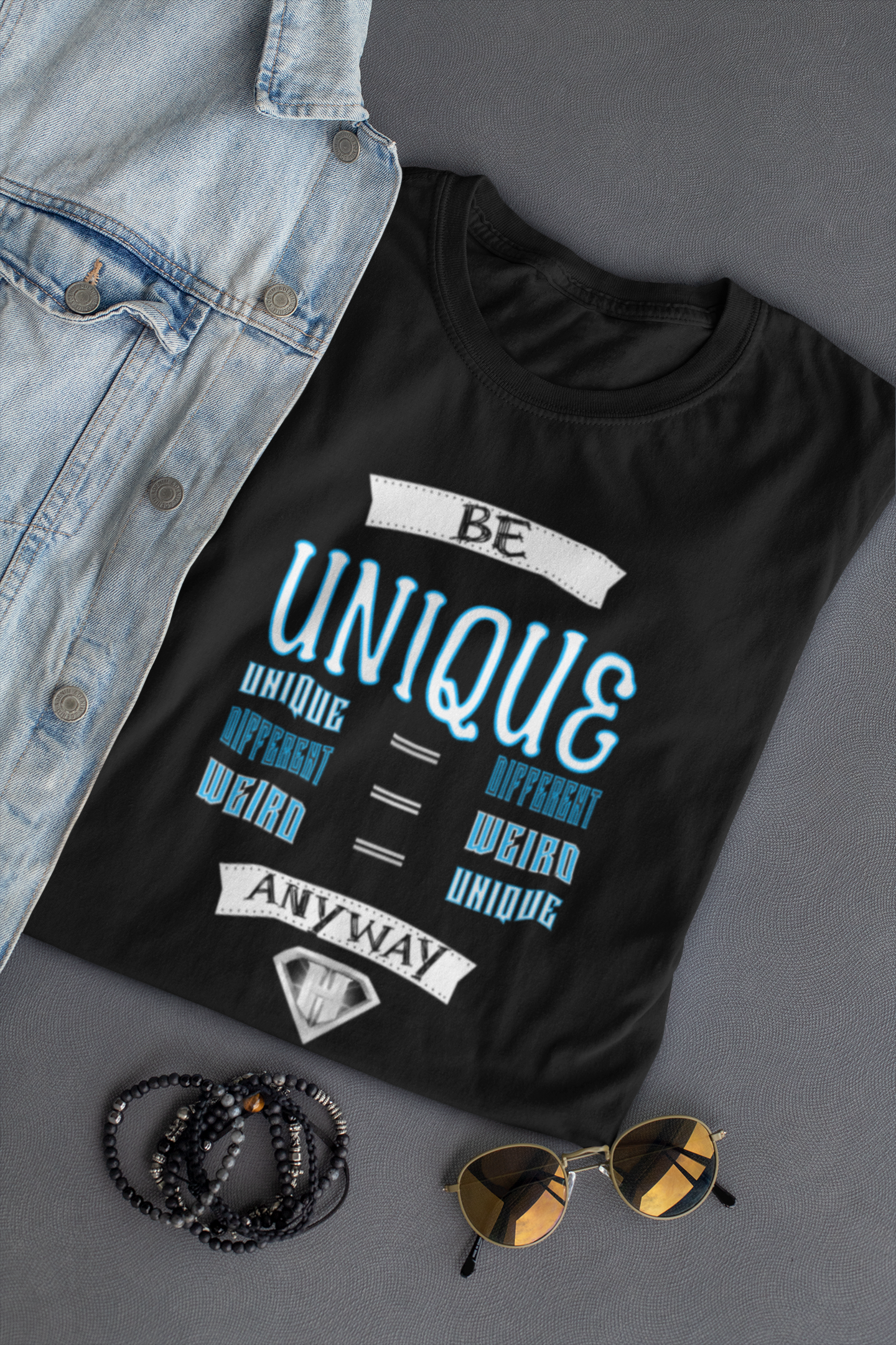 Black "Be Unique Anyway" Inspirational T-Shirt