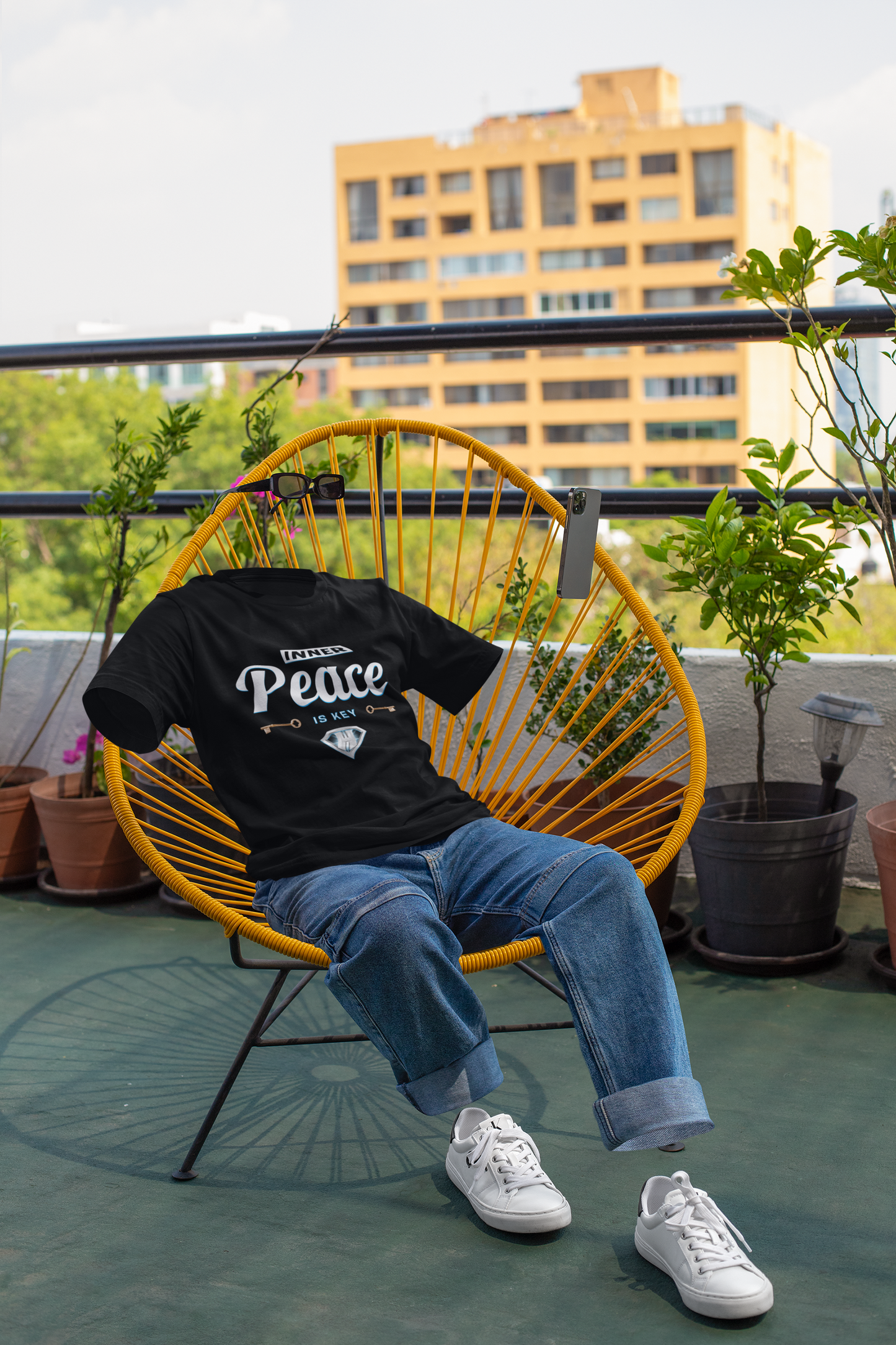 Black "Inner Peace Is Key" Inspirational T-Shirt