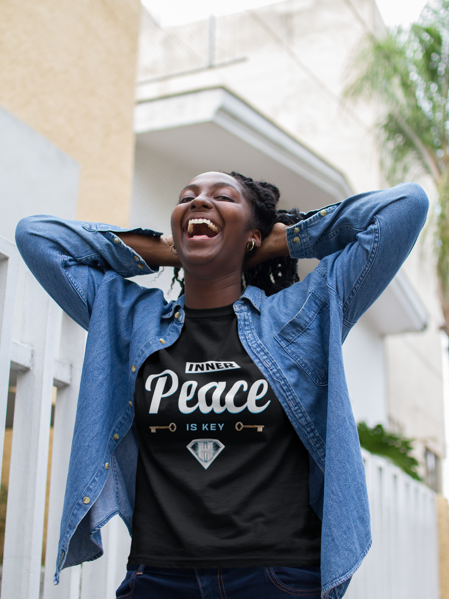Black "Inner Peace Is Key" Inspirational T-Shirt