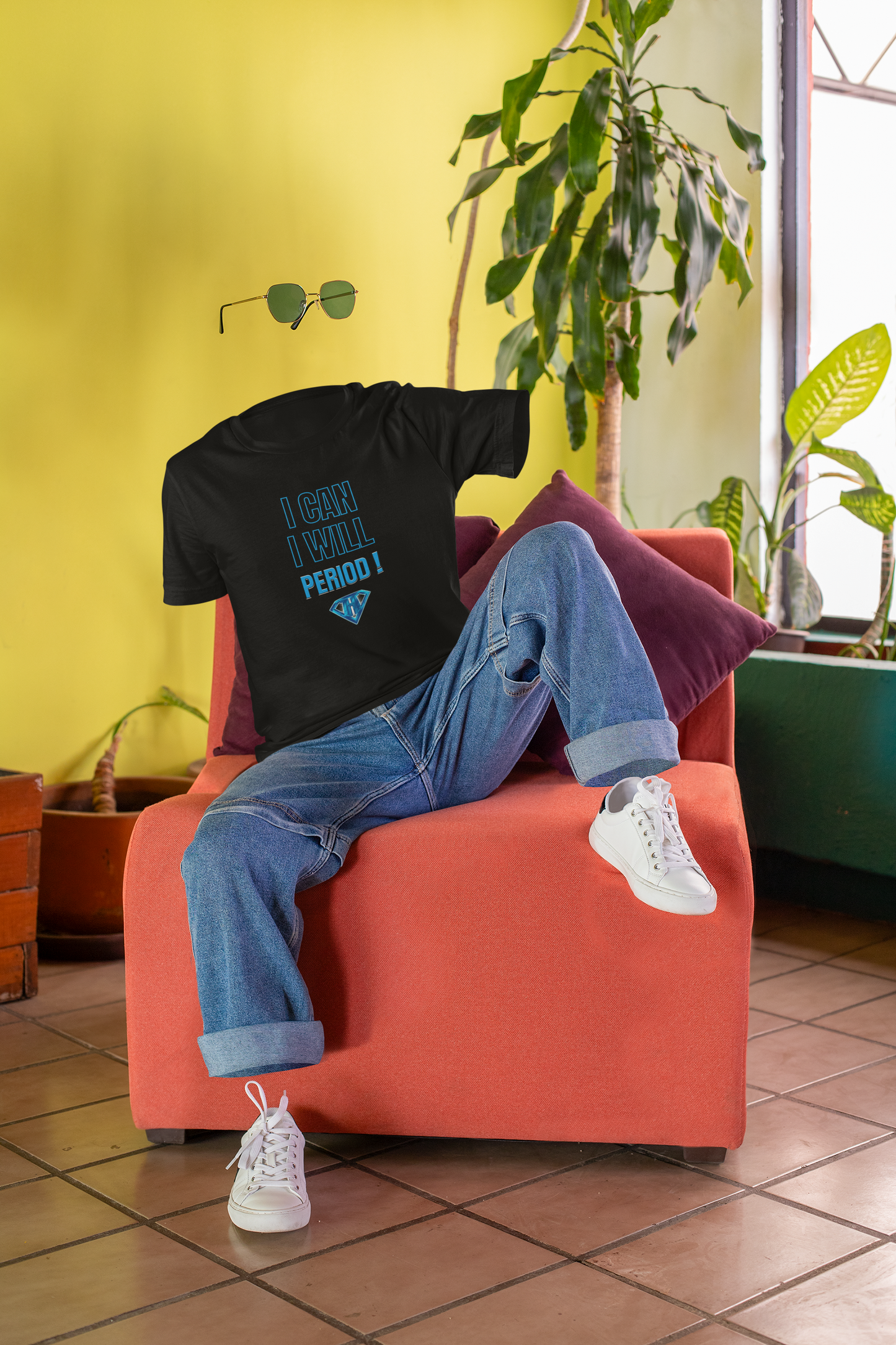 Black "I Can, I Will, Period" Inspirational T-Shirt
