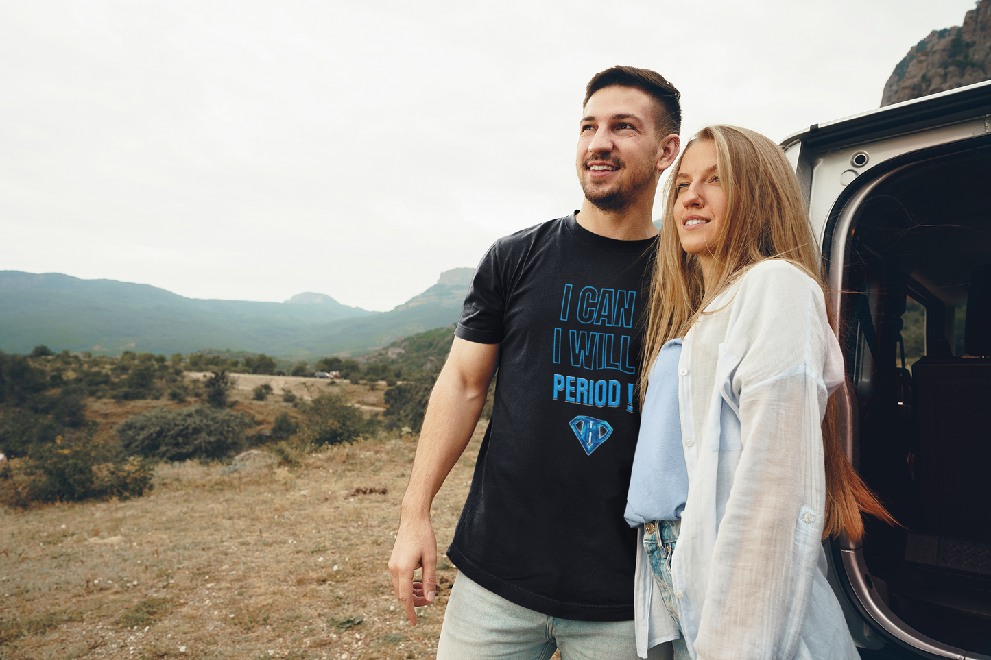 Black "I Can, I Will, Period" Inspirational T-Shirt