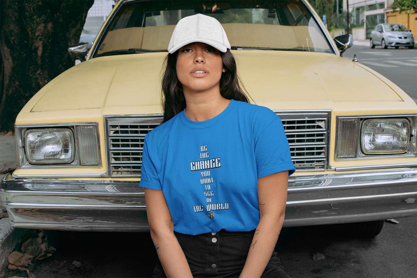 Blue "Be The Change You Want To See In The World" Inspirational T-Shirt