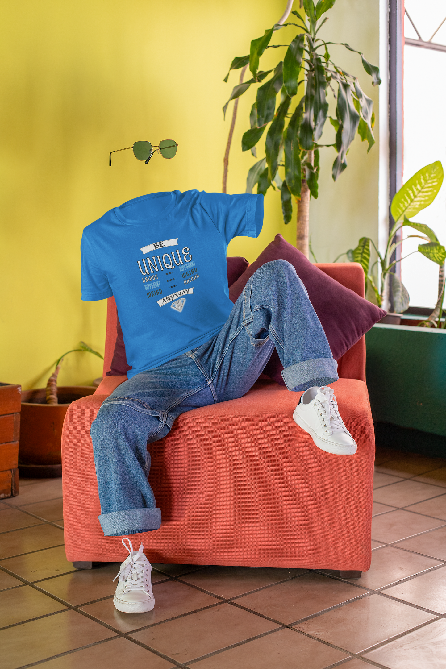 Blue "Be Unique Anyway" Inspirational T-Shirt