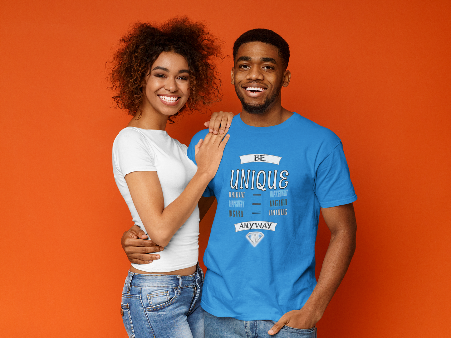 Blue "Be Unique Anyway" Inspirational T-Shirt