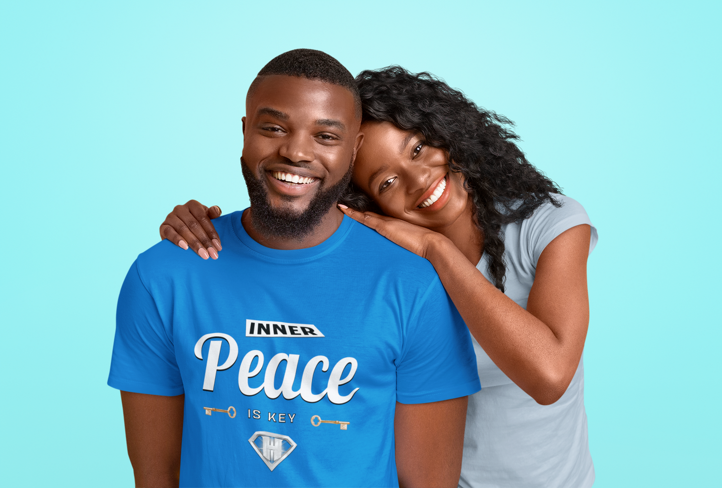 Blue "Inner Peace Is Key" Inspirational T-Shirt