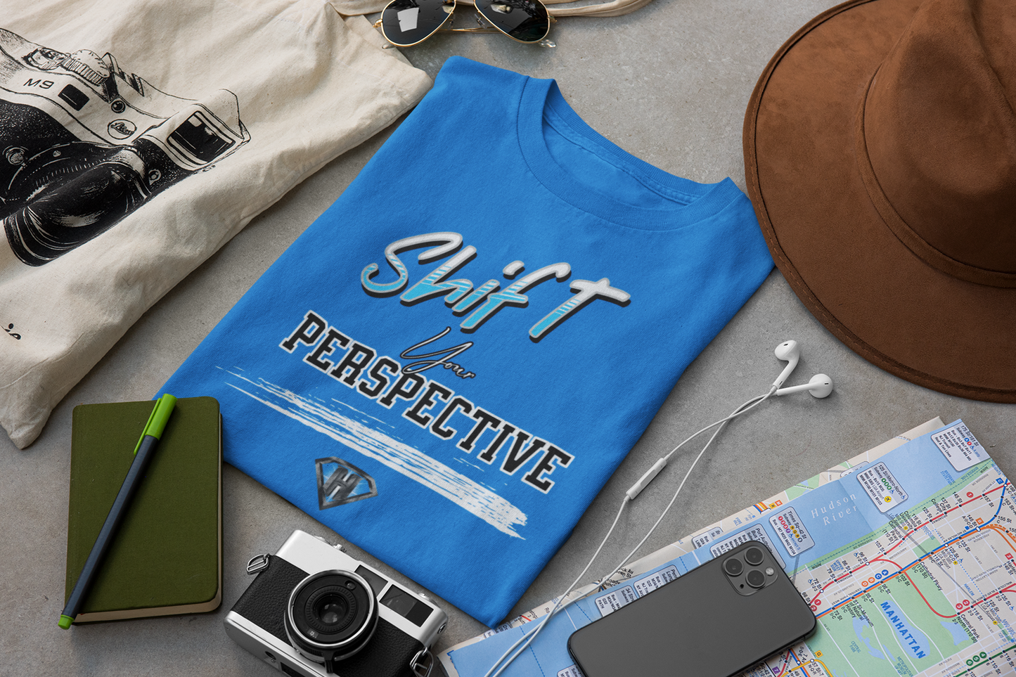 Blue "Shift Your Perspective" Inspirational T-Shirts