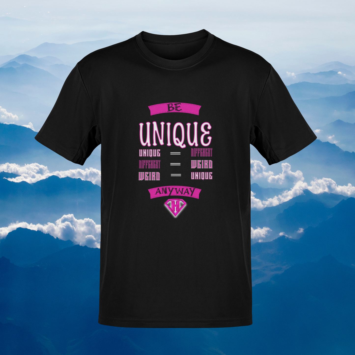 Black & Pink "Be Unique Anyway" Inspirational T-Shirt