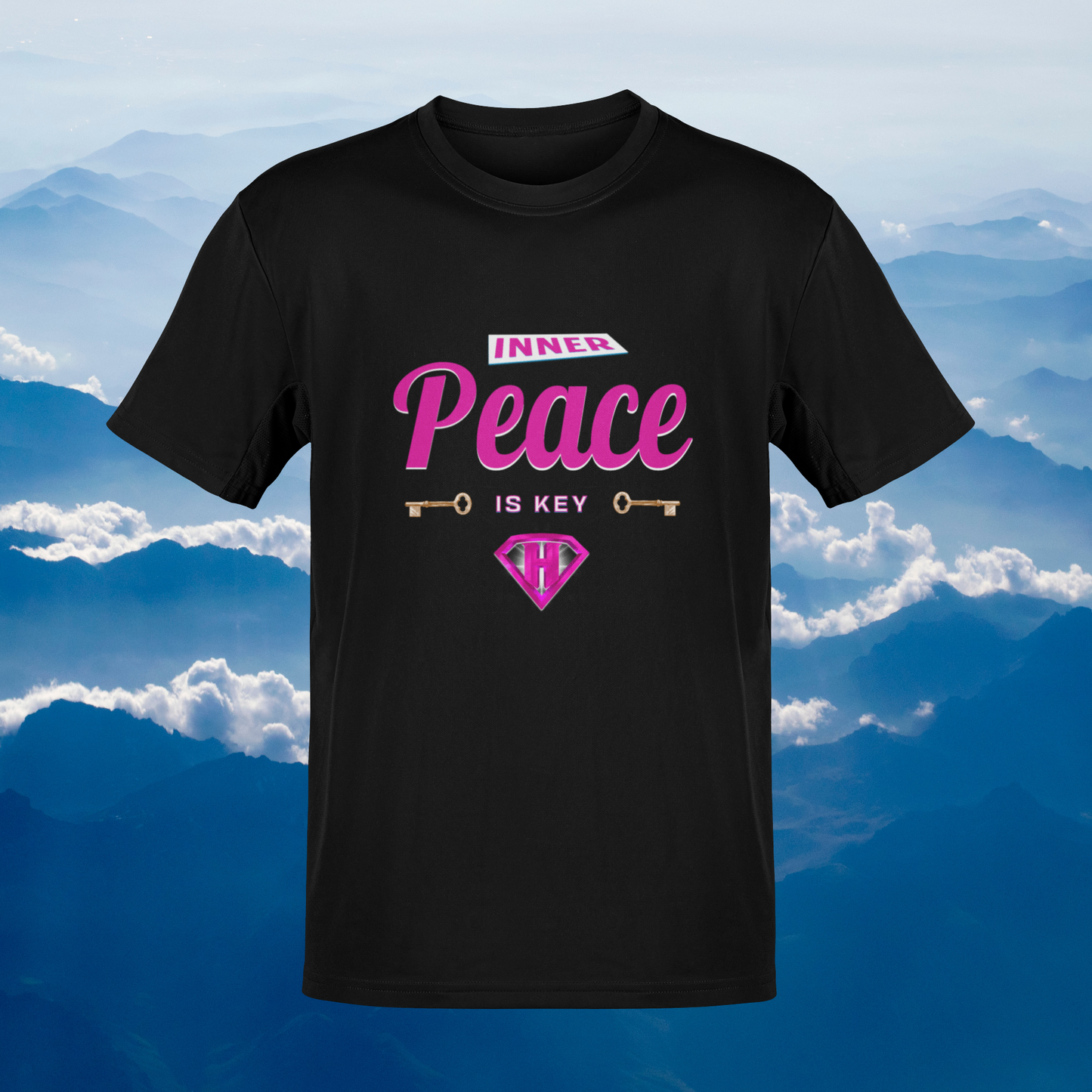 Black & Pink "Inner Peace Is Key" Inspirational T-Shirt