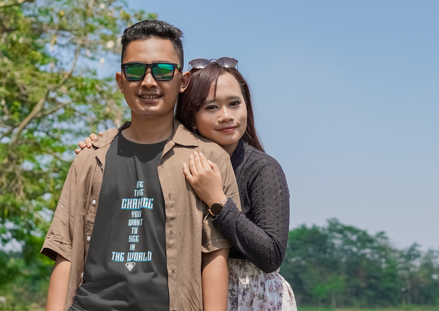 Grey "Be The Change You Want To See In The World" Inspirational T-Shirt