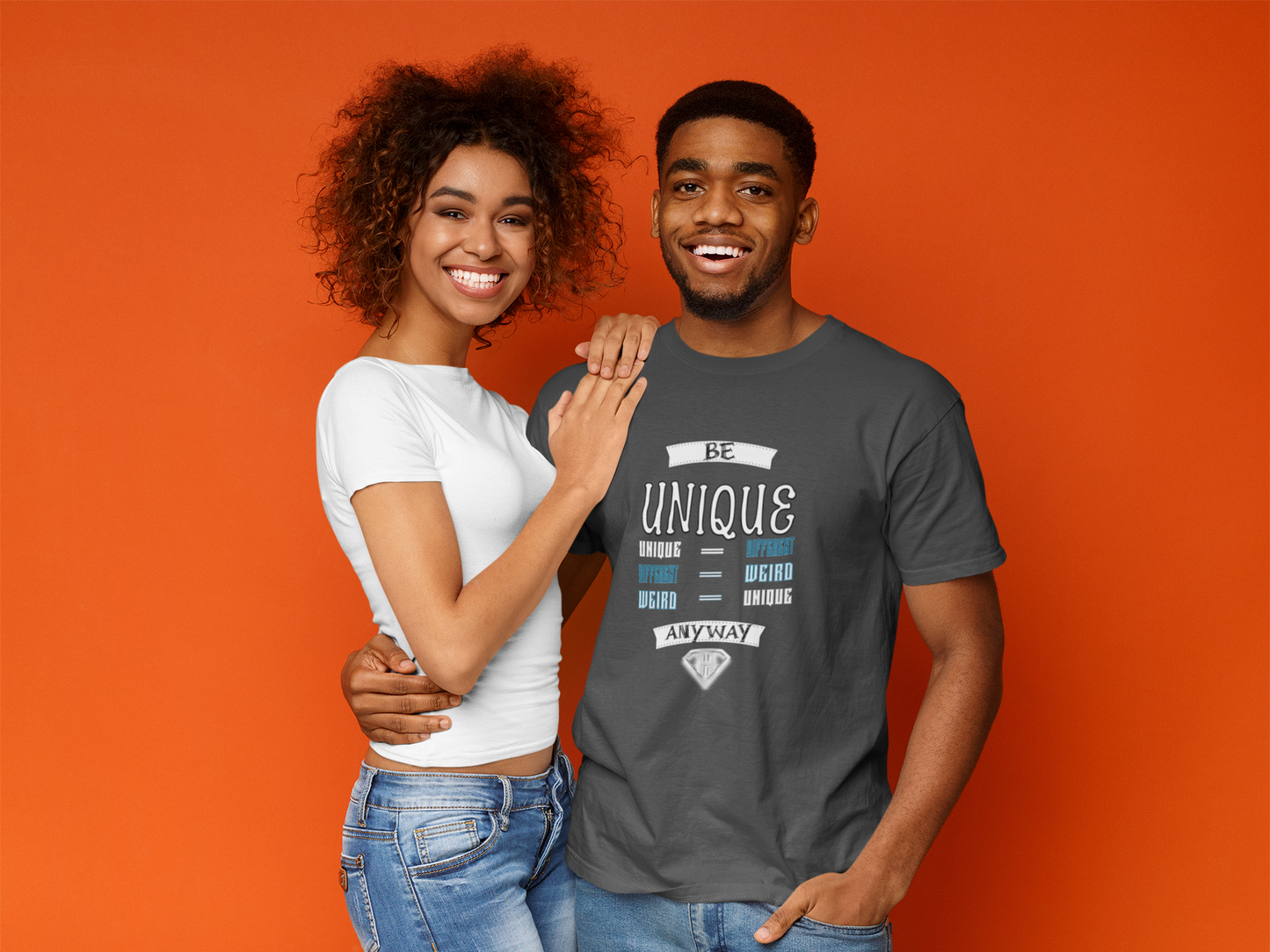 Grey "Be Unique Anyway" Inspirational T-Shirt