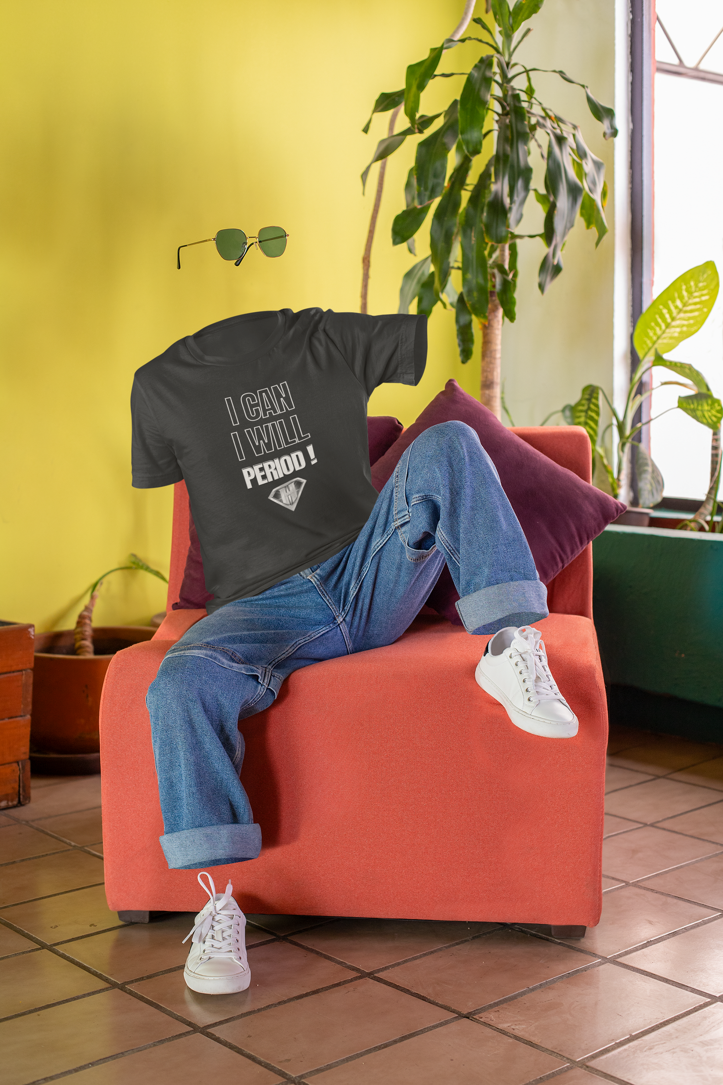 Grey "I Can, I Will, # Period" Inspirational T-Shirt