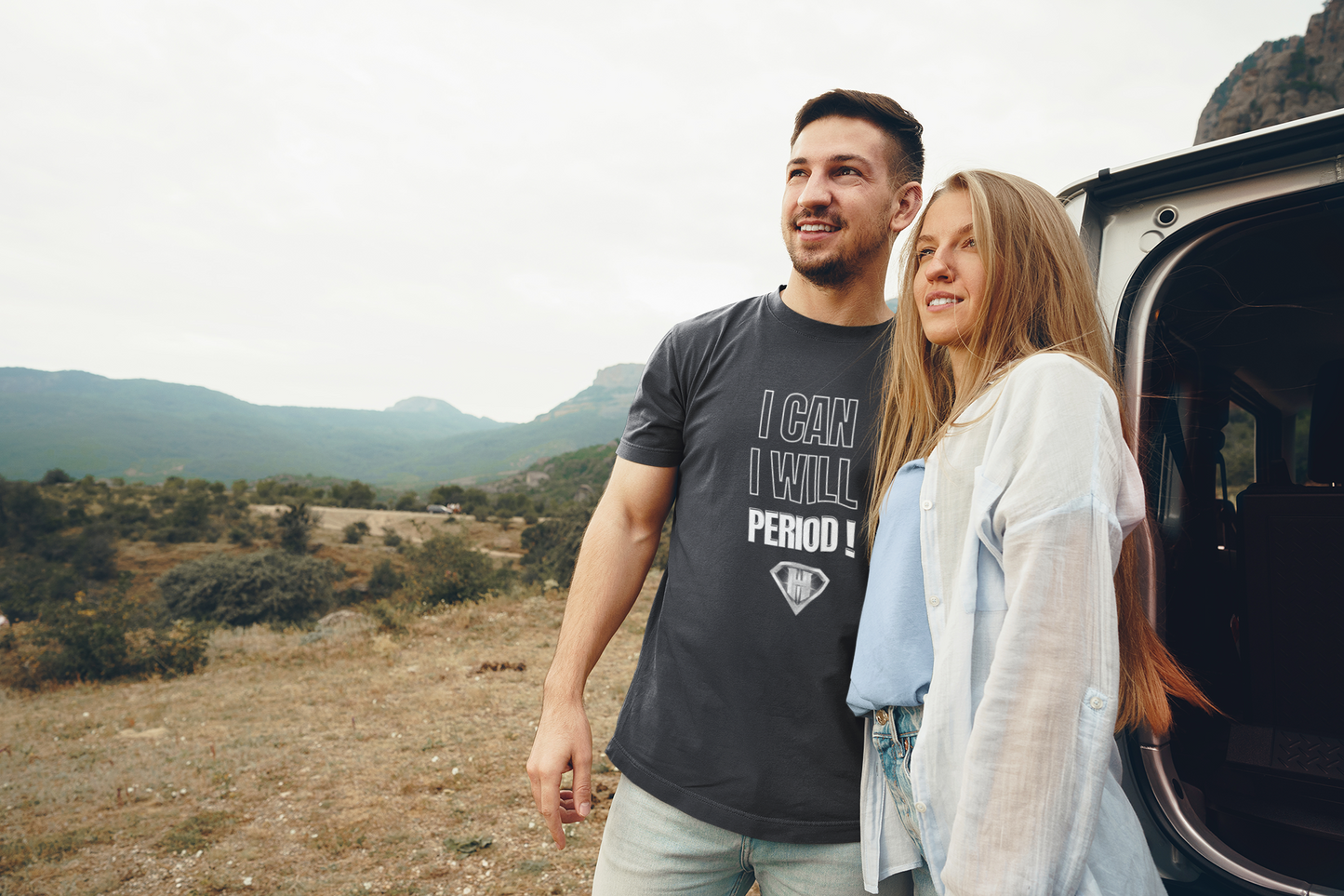 Grey "I Can, I Will, # Period" Inspirational T-Shirt