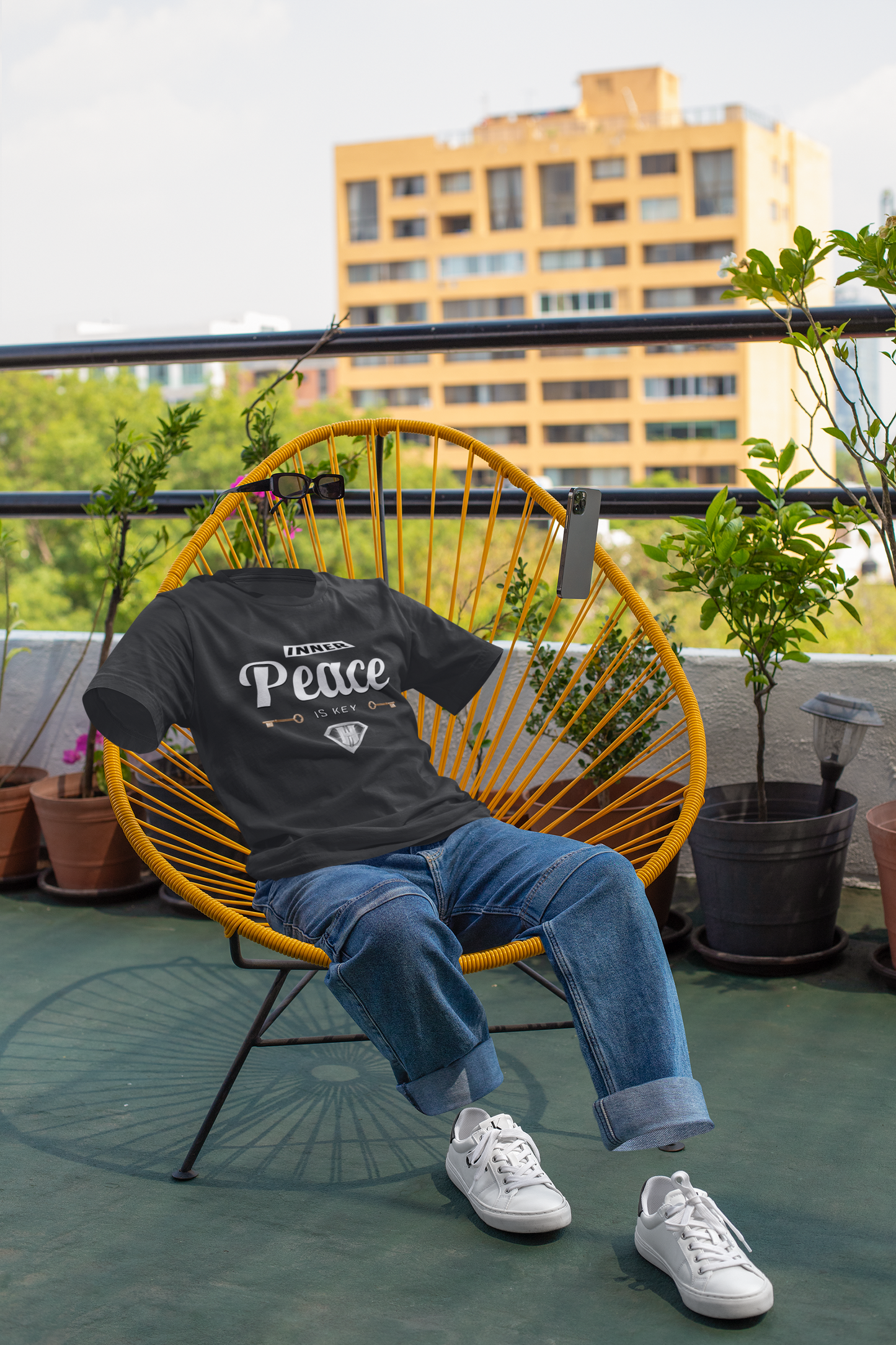 Grey "Inner Peace Is Key" Inspirational T-Shirt
