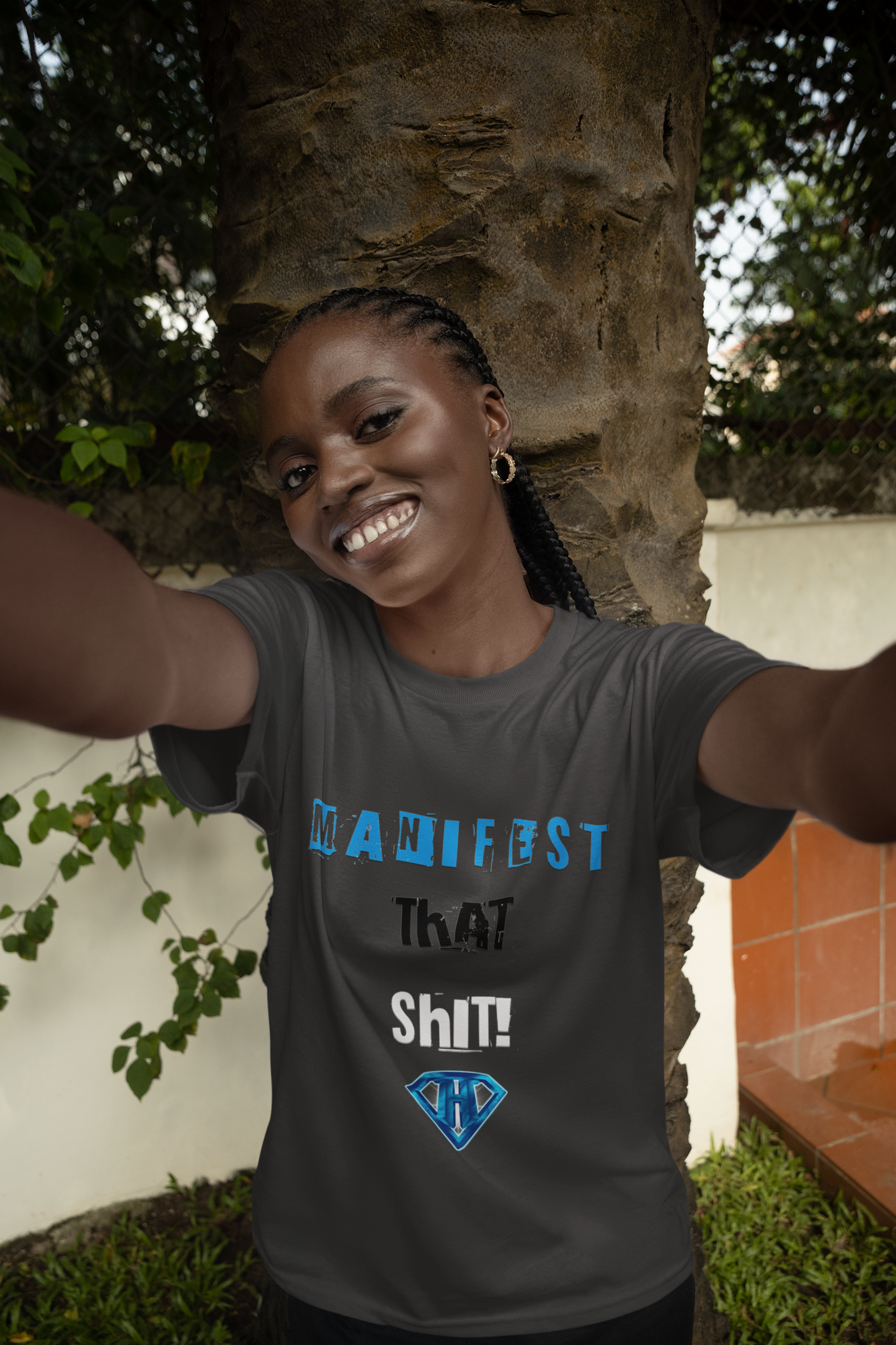 Grey "Manifest That Shit" Inspirational T-Shirt