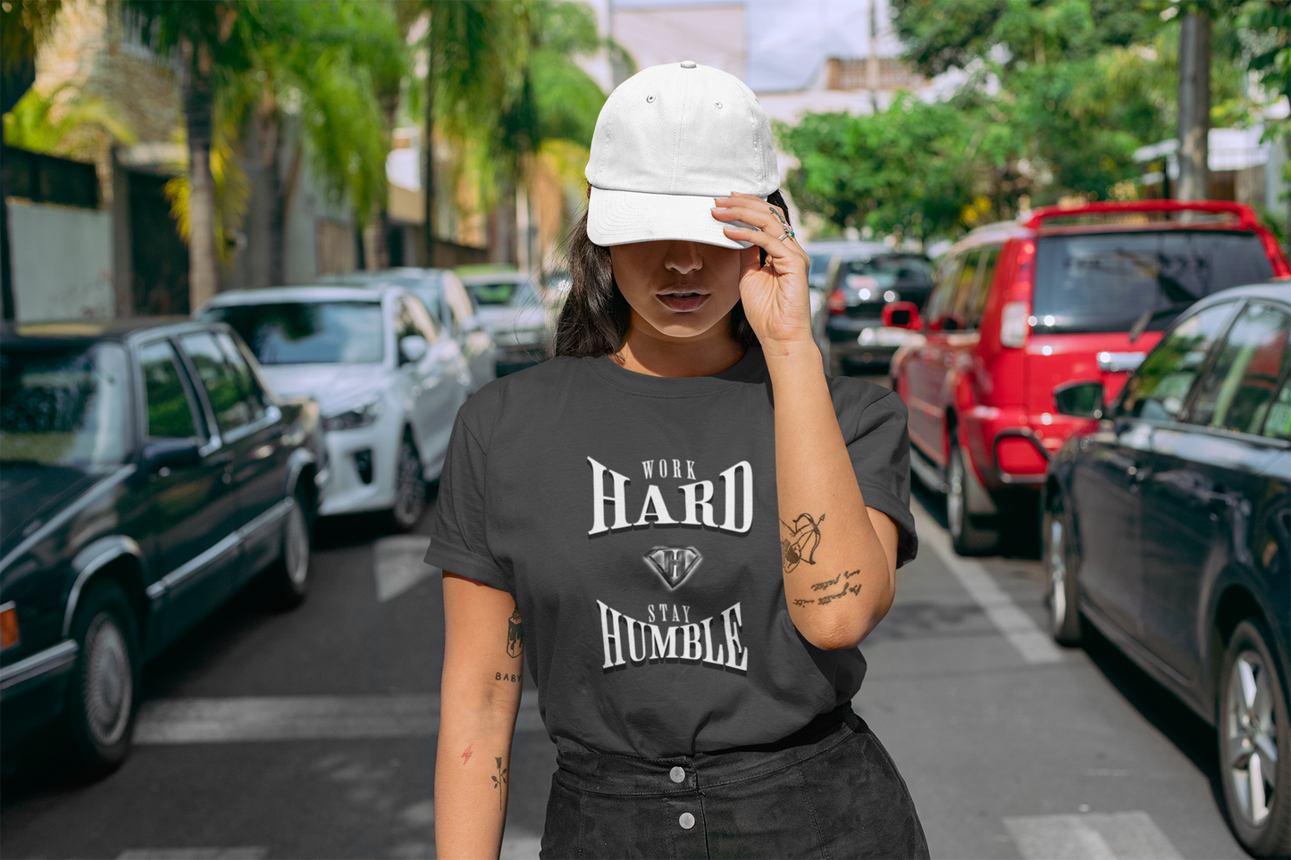 Grey "Work Hard and Stay Humble" Inspirational T-Shirt