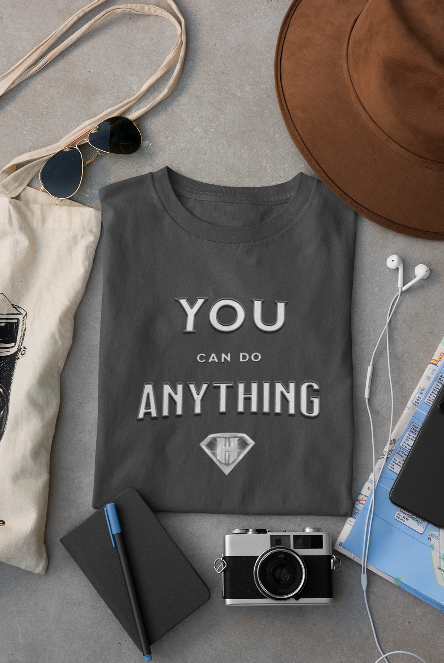 Grey "You Can Do Anything" Inspirational T-Shirt