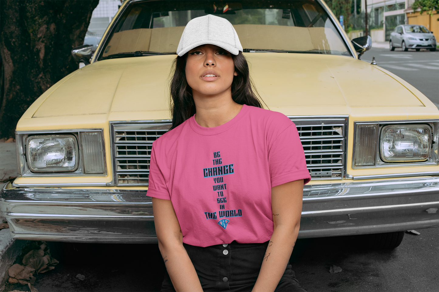 Pink "Be The Change You Want To See In The World" Inspirational T-Shirt