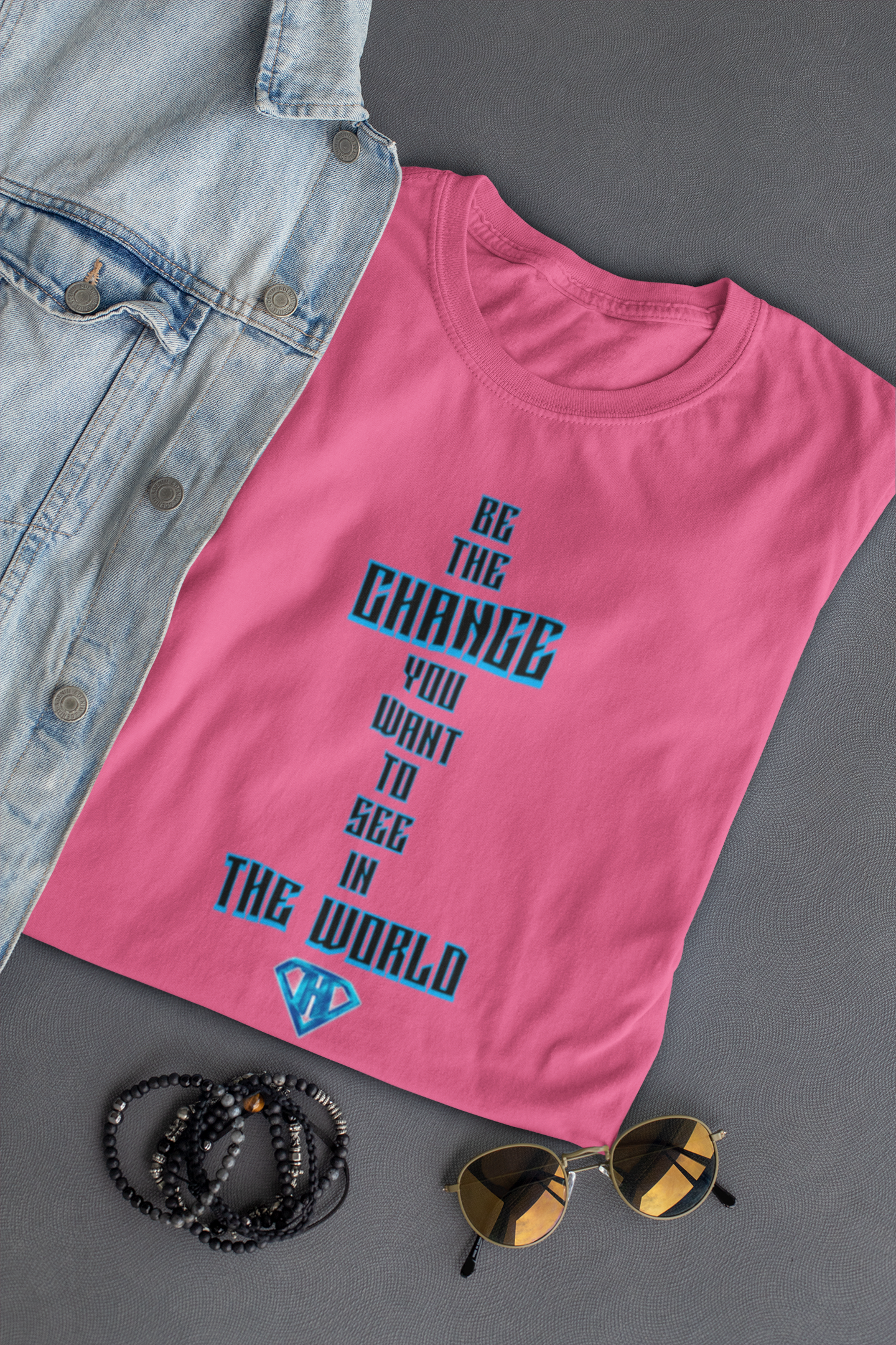 Pink "Be The Change You Want To See In The World" Inspirational T-Shirt