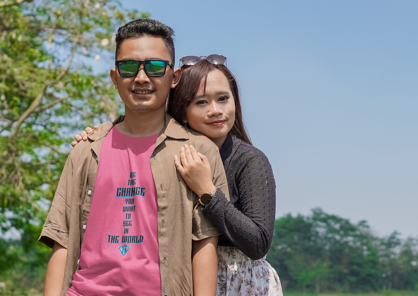 Pink "Be The Change You Want To See In The World" Inspirational T-Shirt