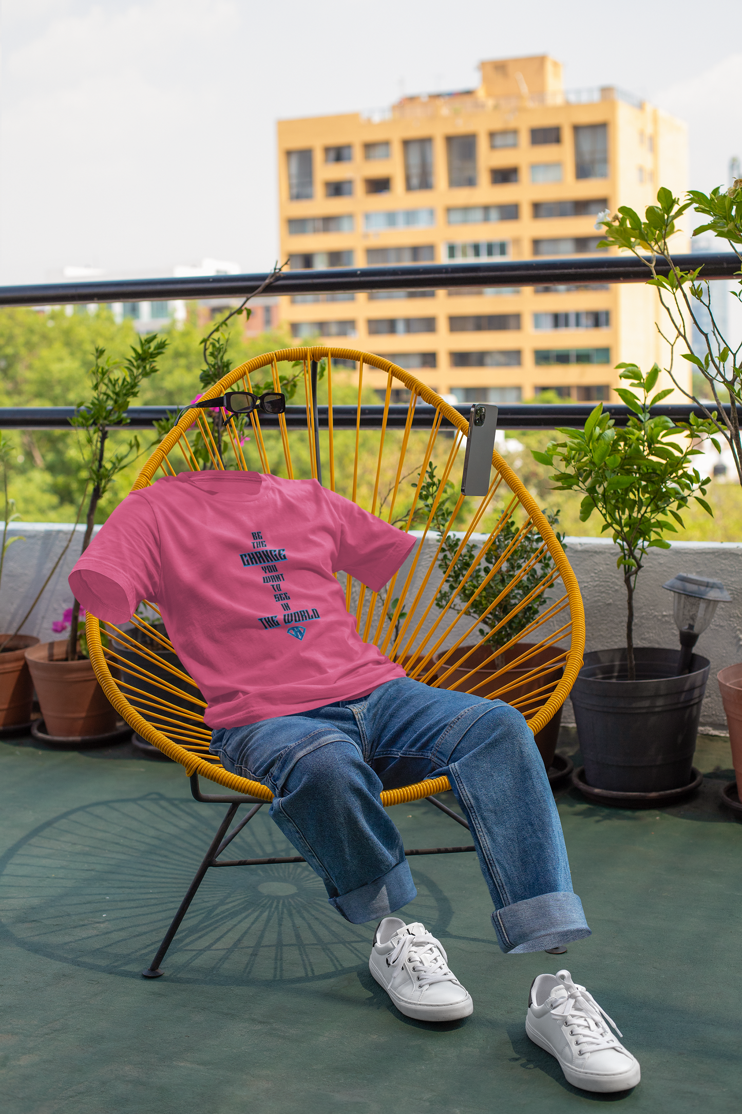 Pink "Be The Change You Want To See In The World" Inspirational T-Shirt
