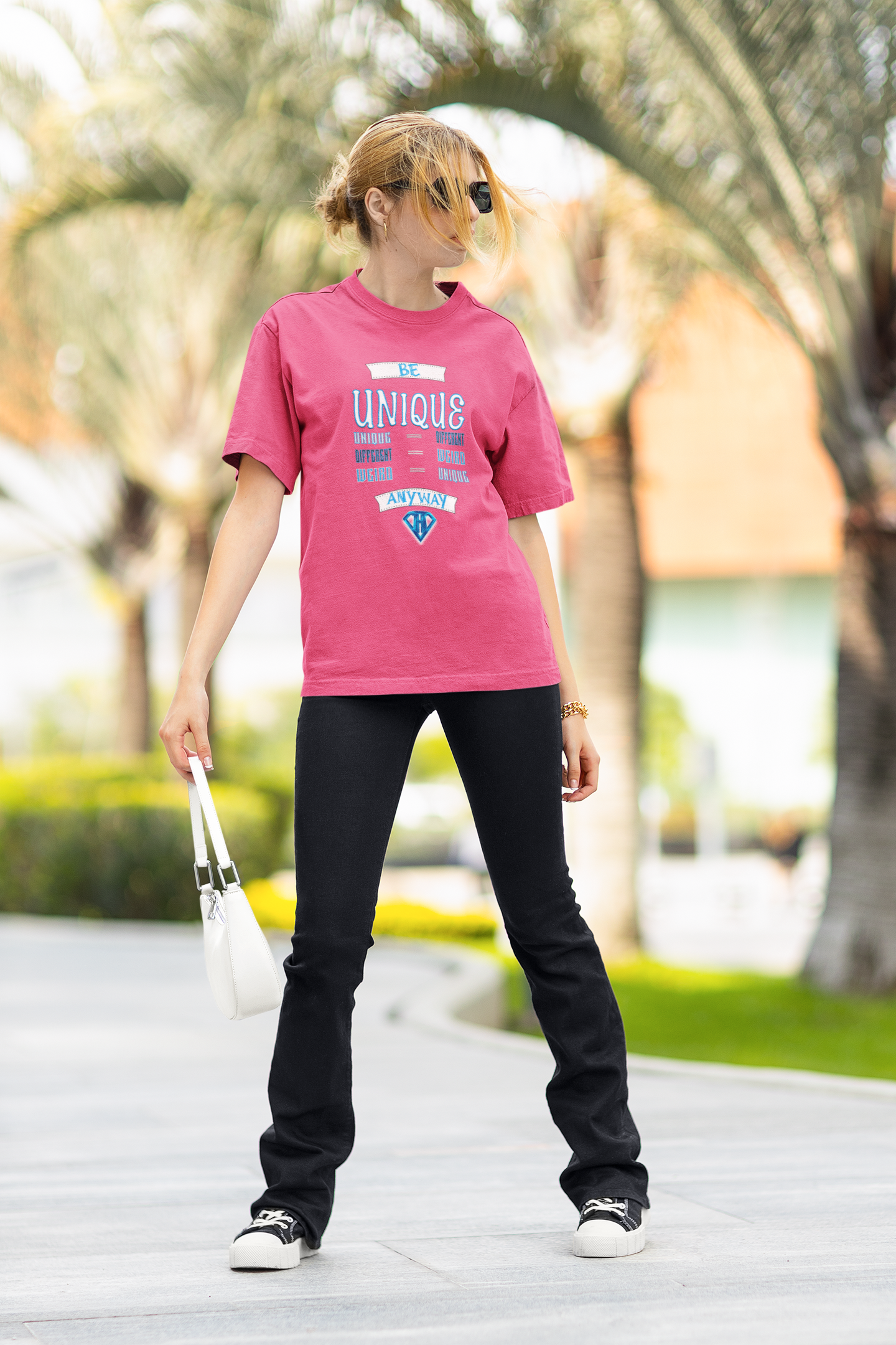 Pink "Be Unique Anyway" Inspirational T-Shirt