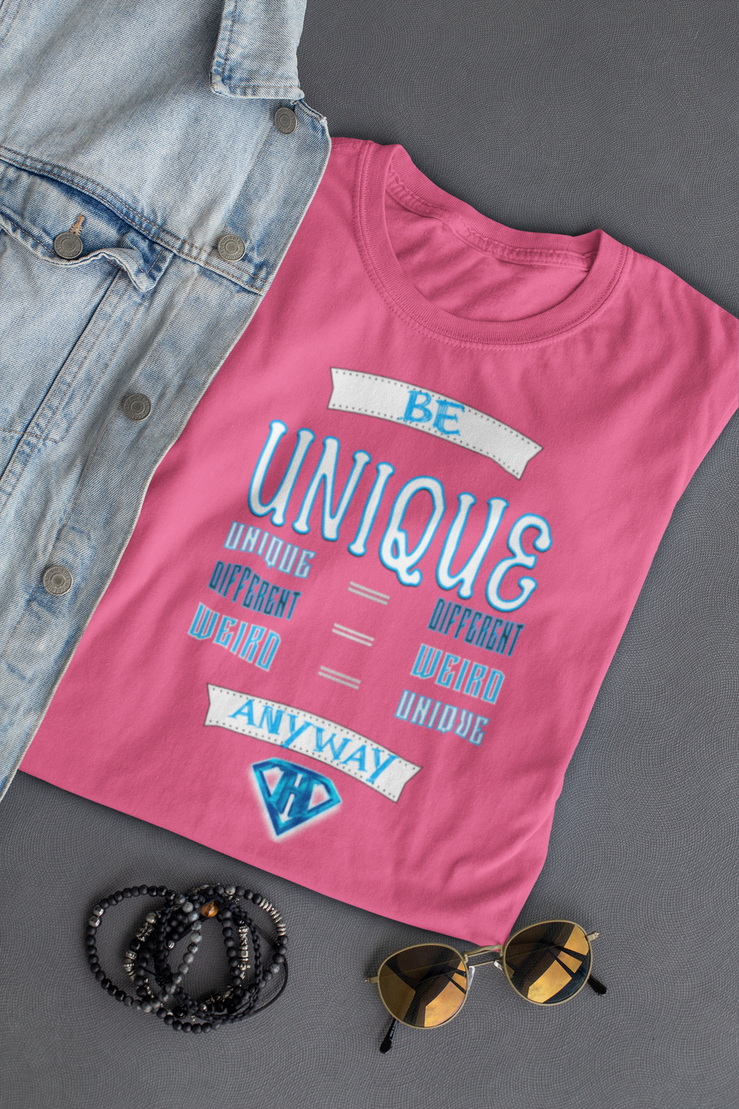 Pink "Be Unique Anyway" Inspirational T-Shirt