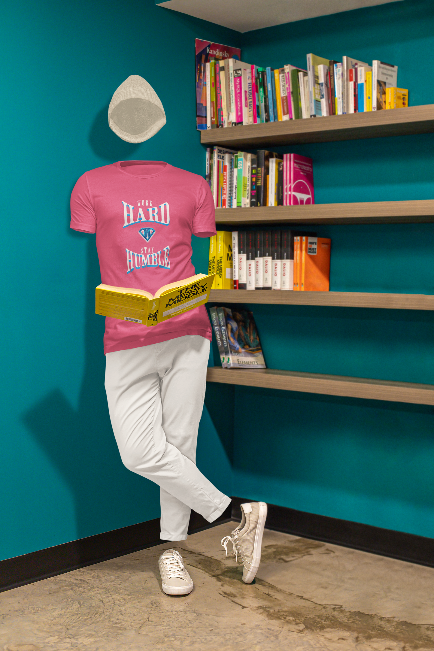 Pink "Work Hard and Stay Humble" Inspirational T-Shirt