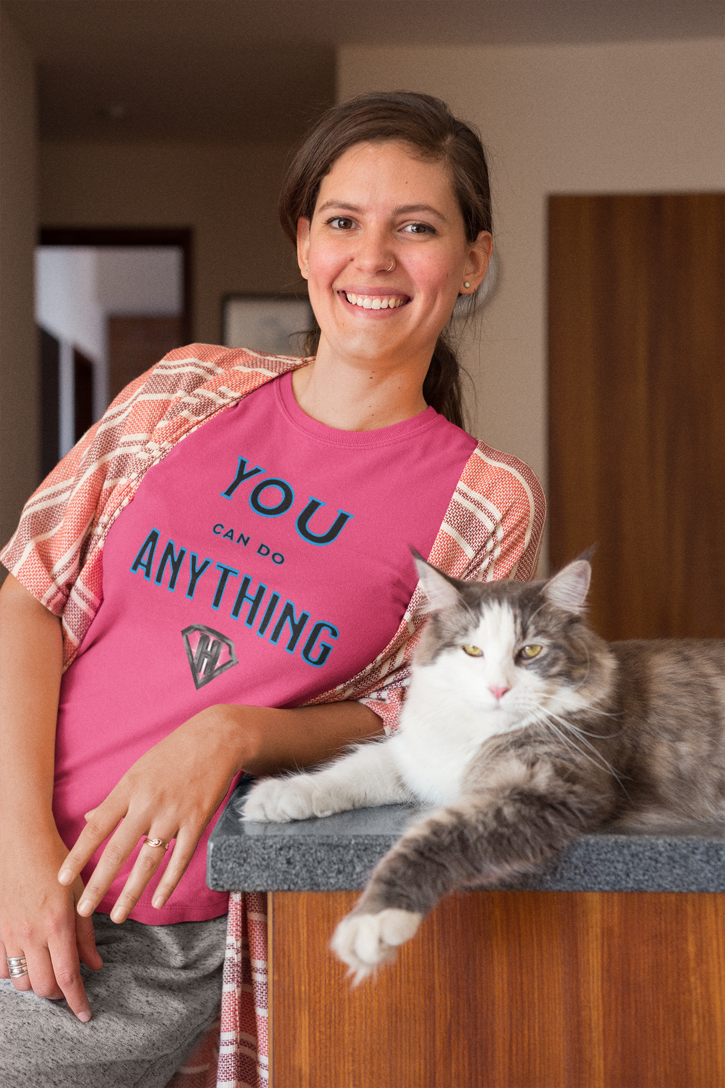 Pink "You Can Do Anything" Inspirational T Shirt