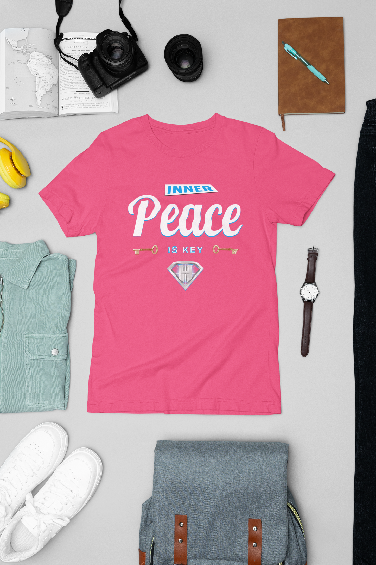 Pink "Inner Peace Is Key" Inspirational T-Shirt