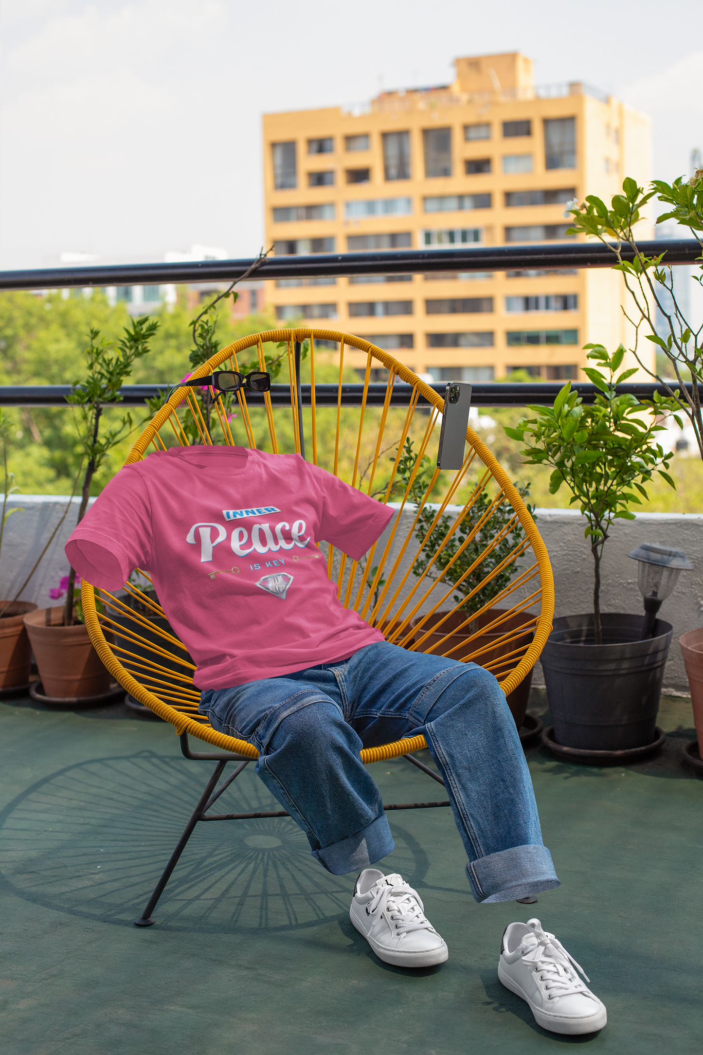 Pink "Inner Peace Is Key" Inspirational T-Shirt
