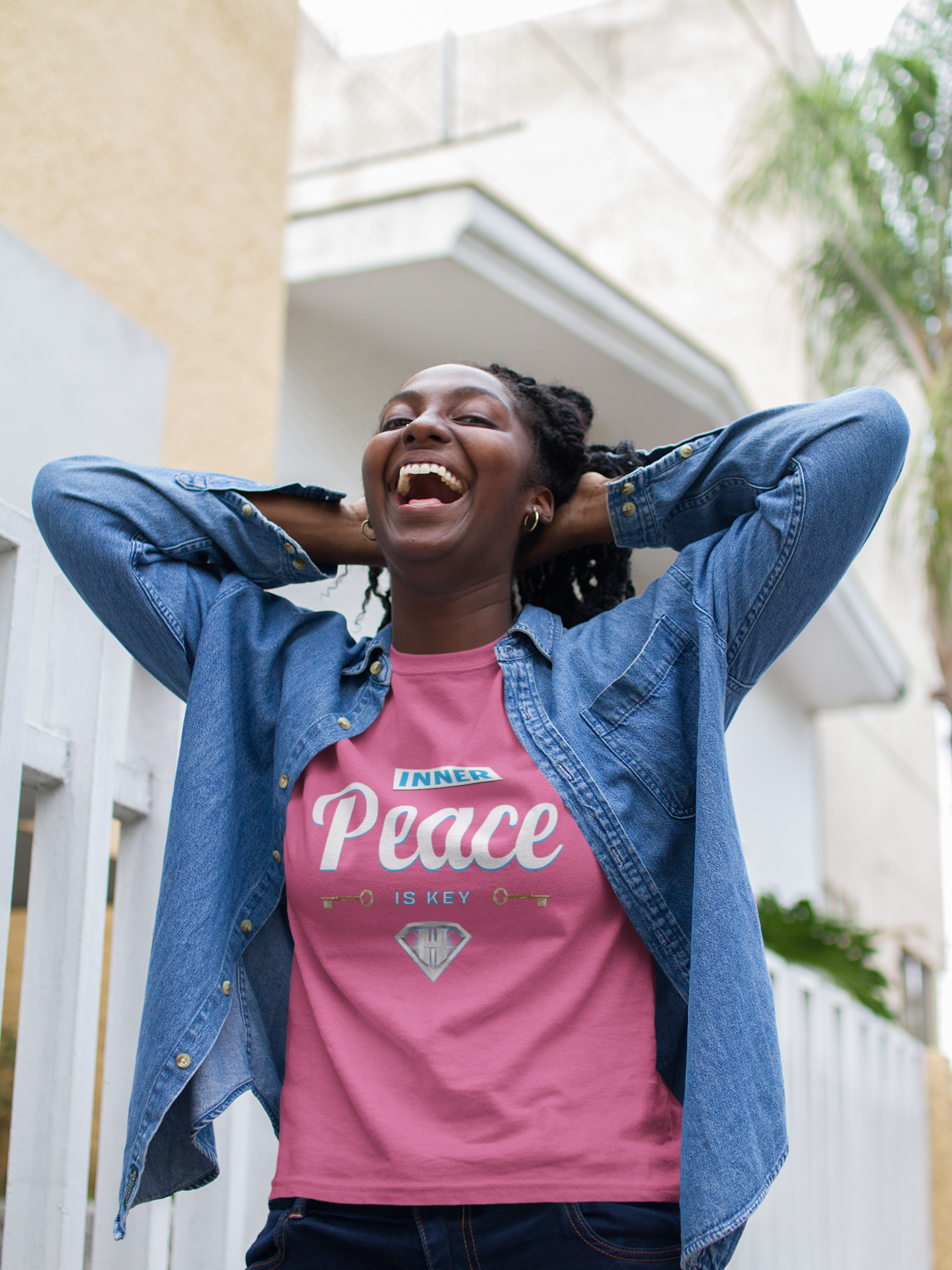 Pink "Inner Peace Is Key" Inspirational T-Shirt