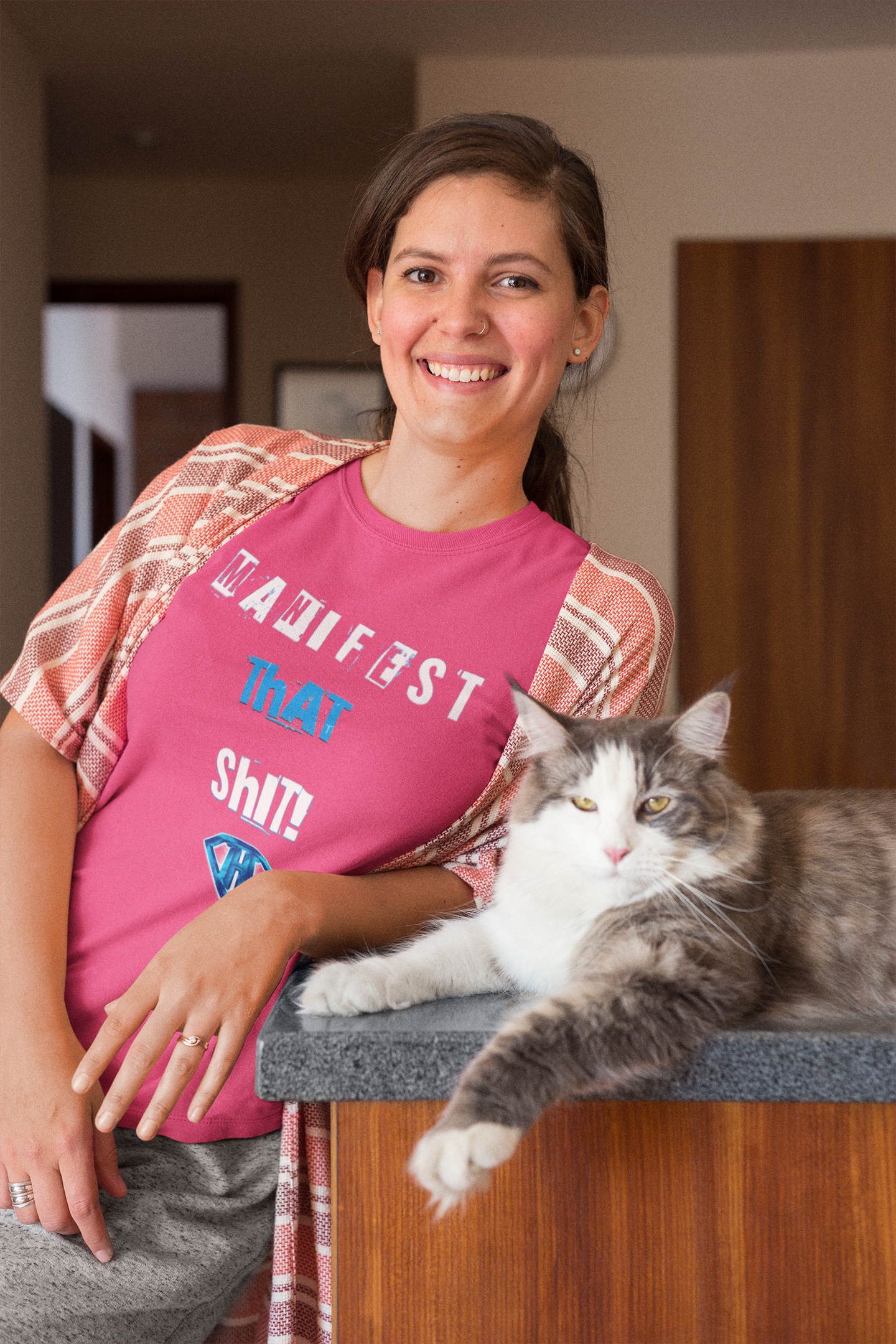 Pink "Manifest That Shit" Inspirational T-Shirt