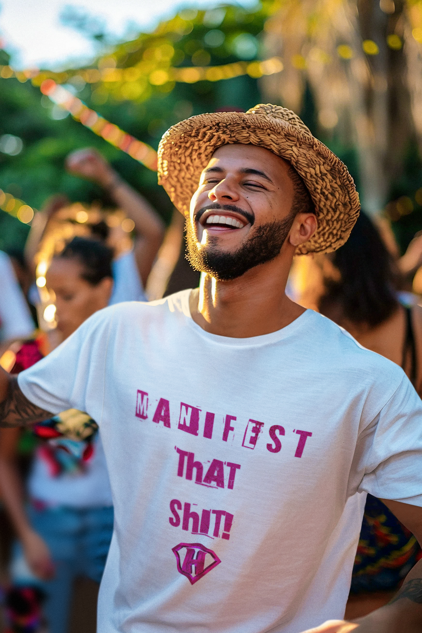 White & Pink "Manifest That Shit" Inspirational T-Shirt