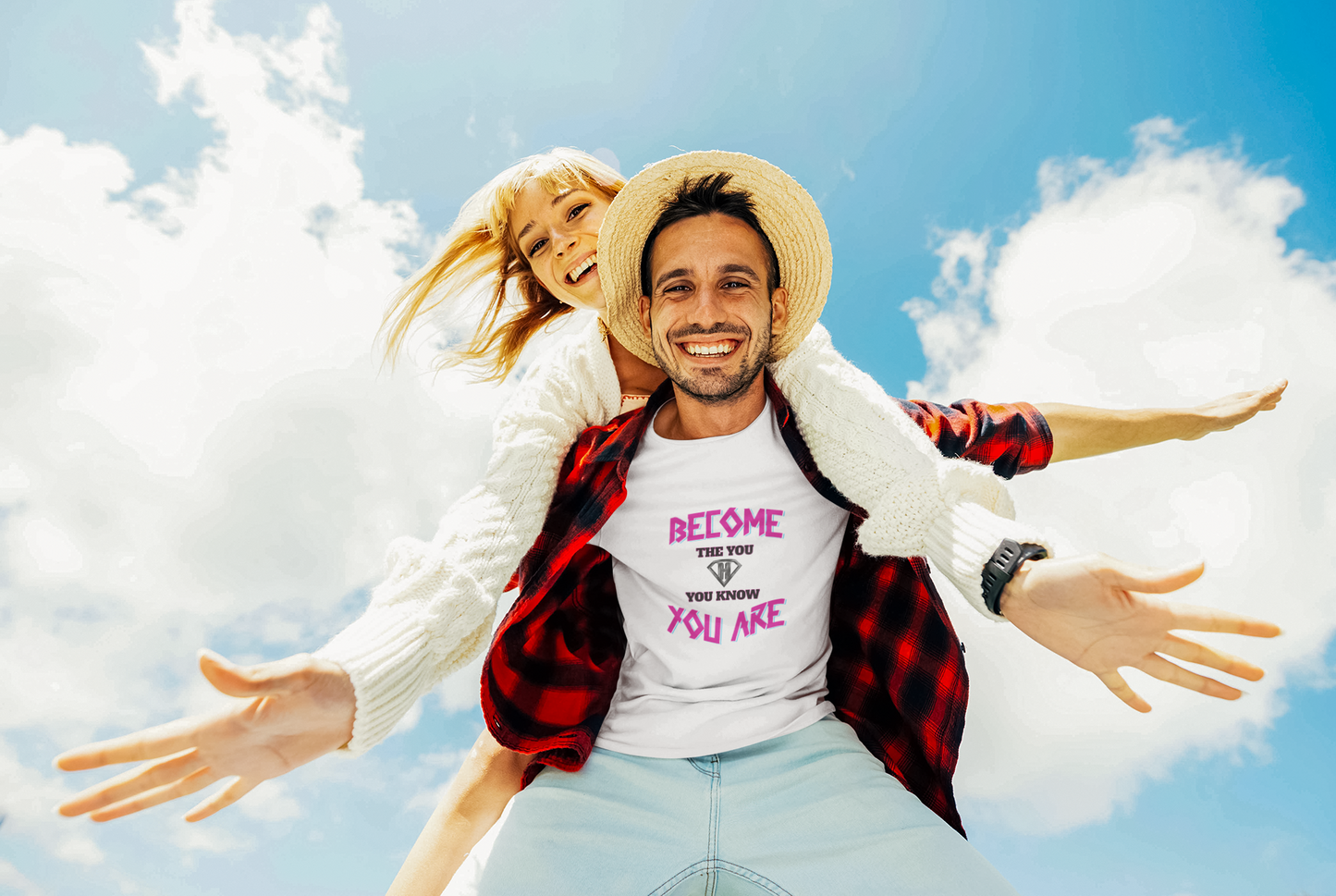 White & Pink "Become the You, You Know You Are" Inspirational T-Shirt