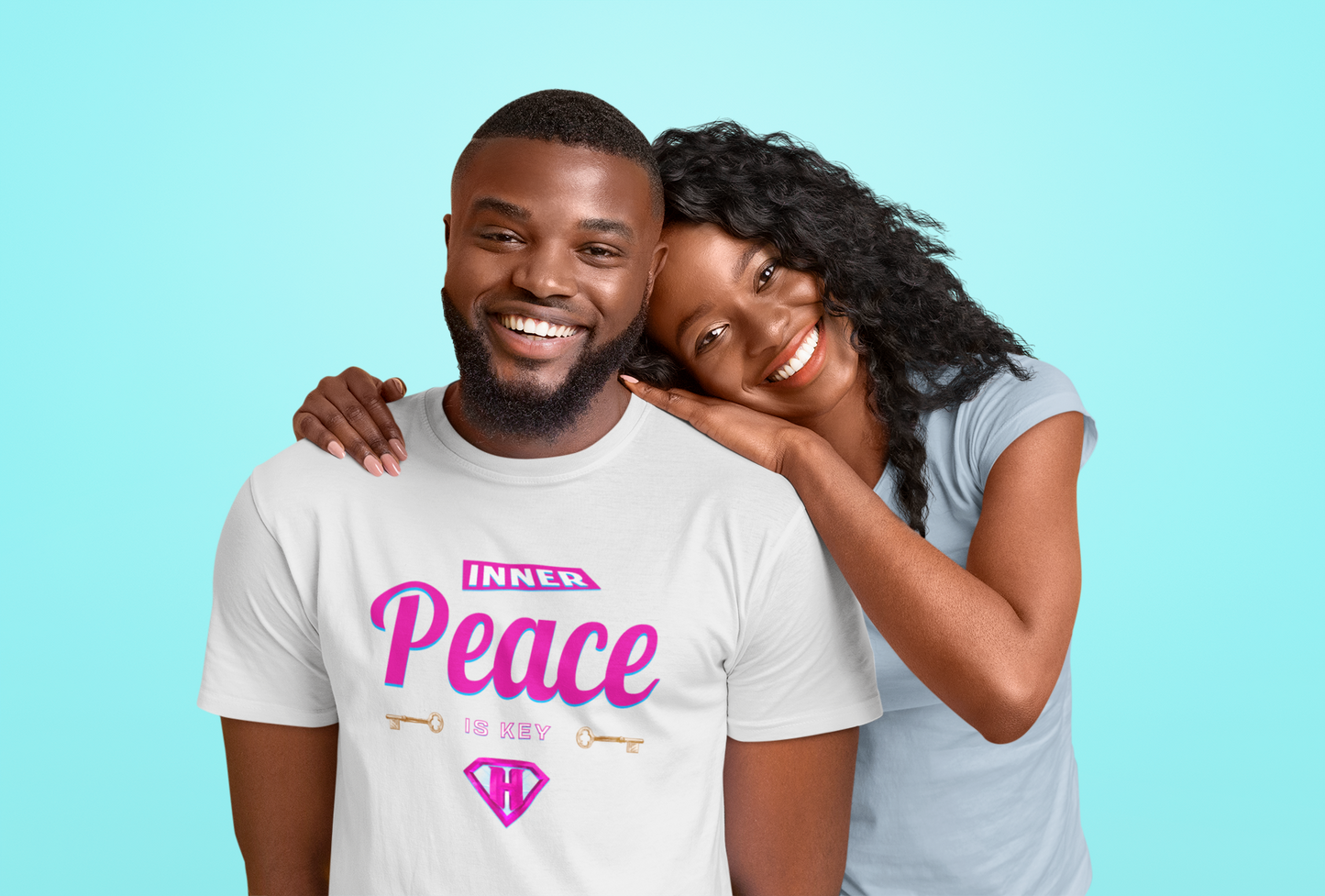 White & Pink "Inner Peace Is Key" Inspirational T-Shirt