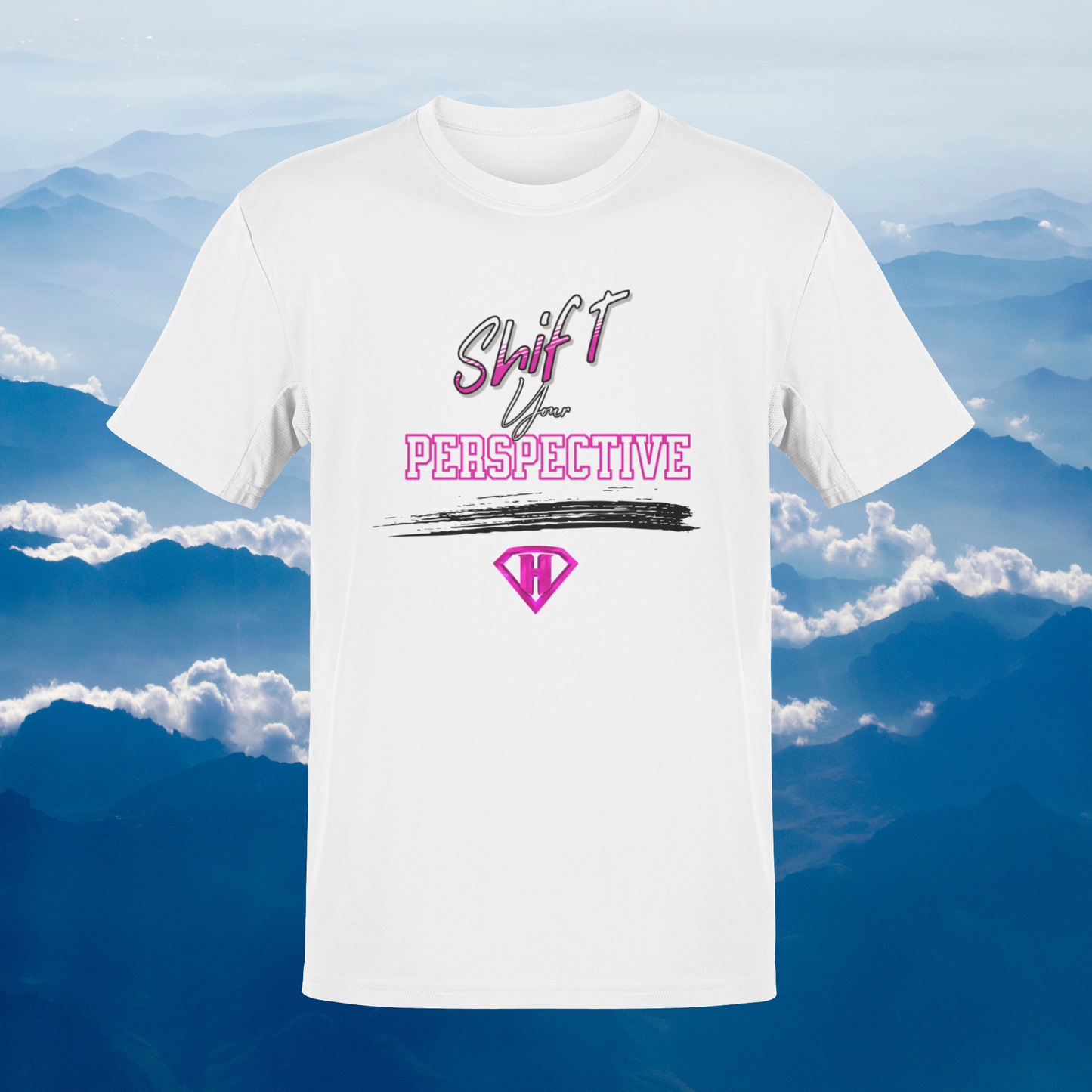 White & Pink "Shift Your Perspective" Inspirational T-Shirts