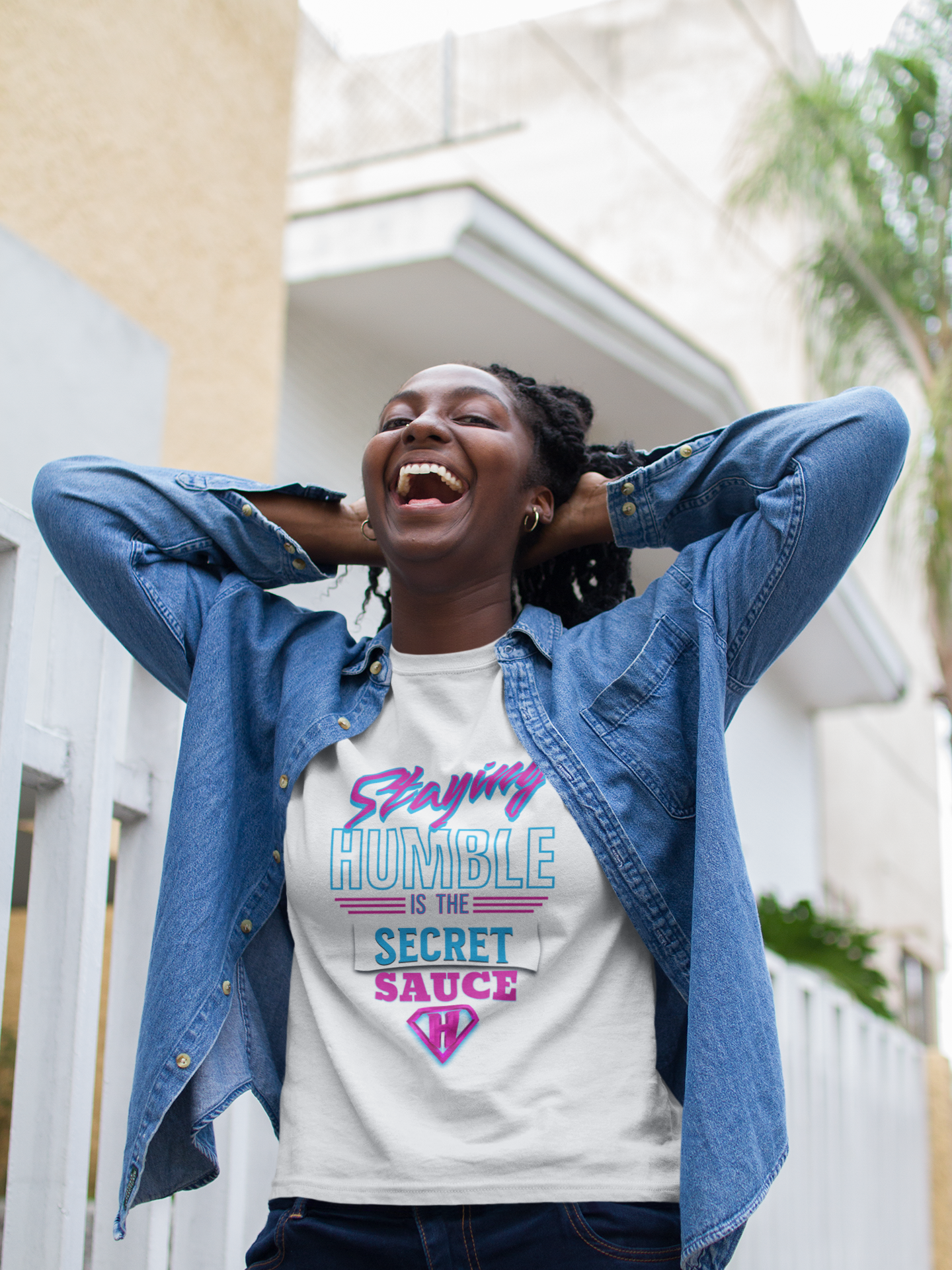 White & Pink "Staying Humble is the secret sauce" Inspirational T-Shirt