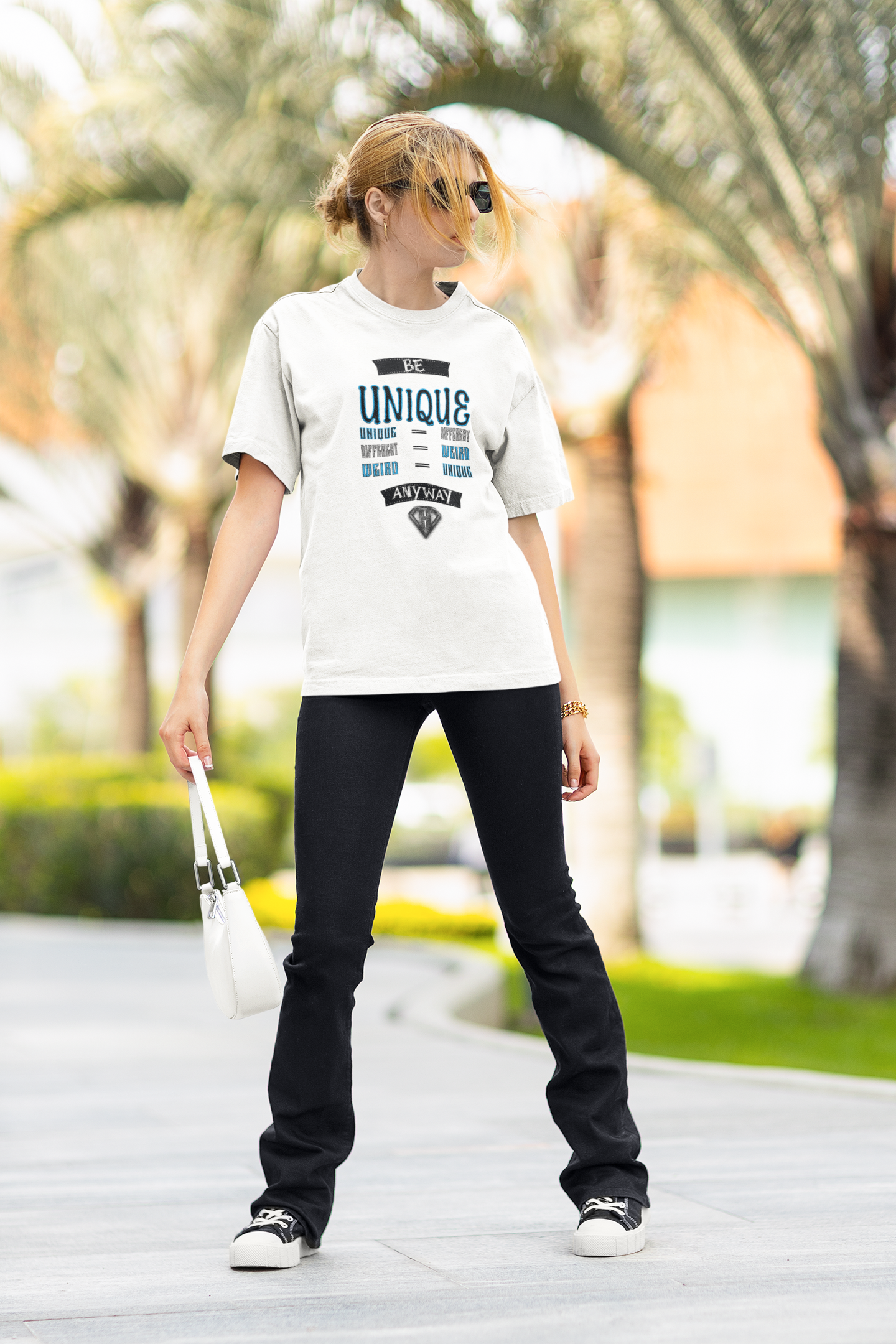 White "Be Unique Anyway" Inspirational T-Shirt