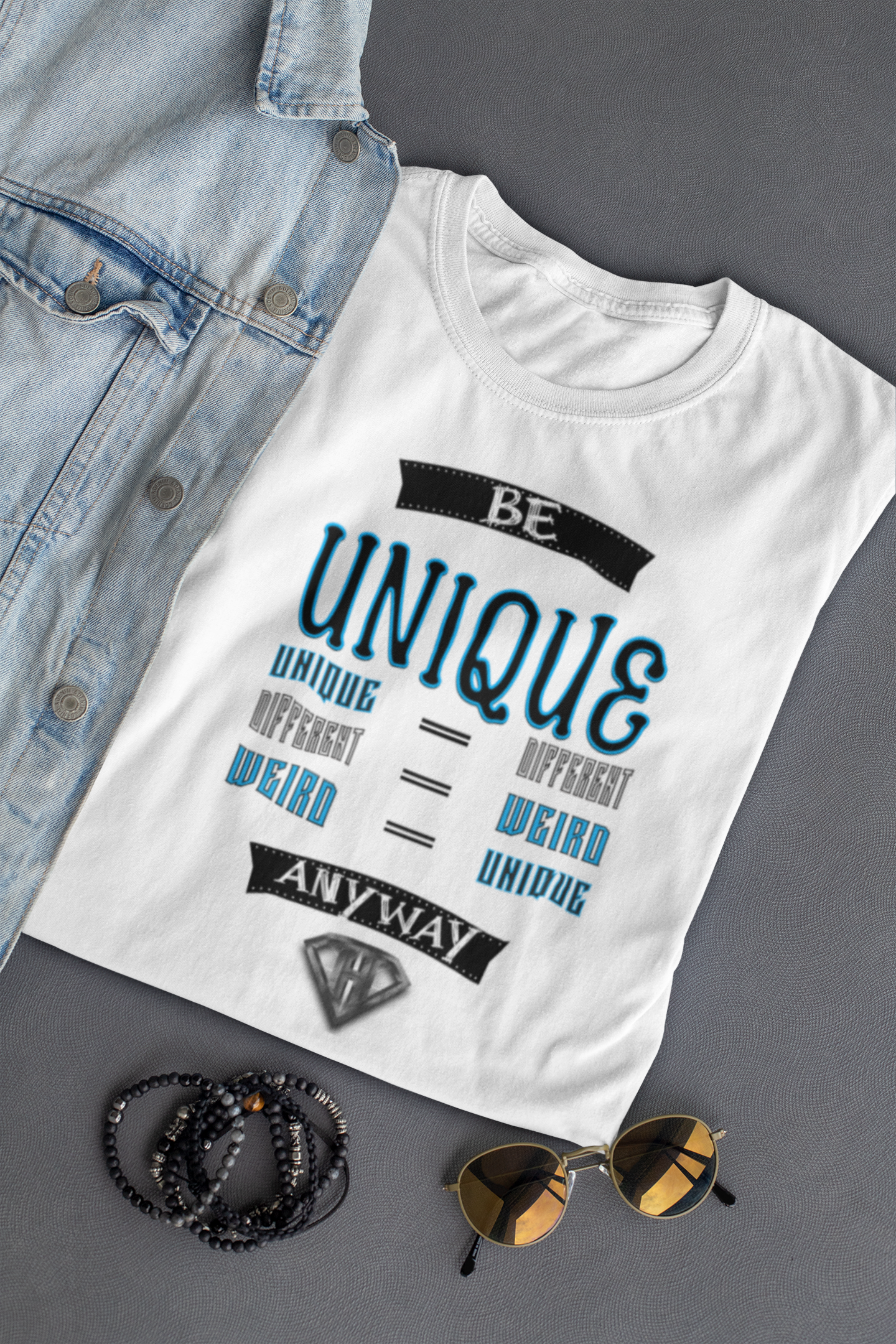 White "Be Unique Anyway" Inspirational T-Shirt