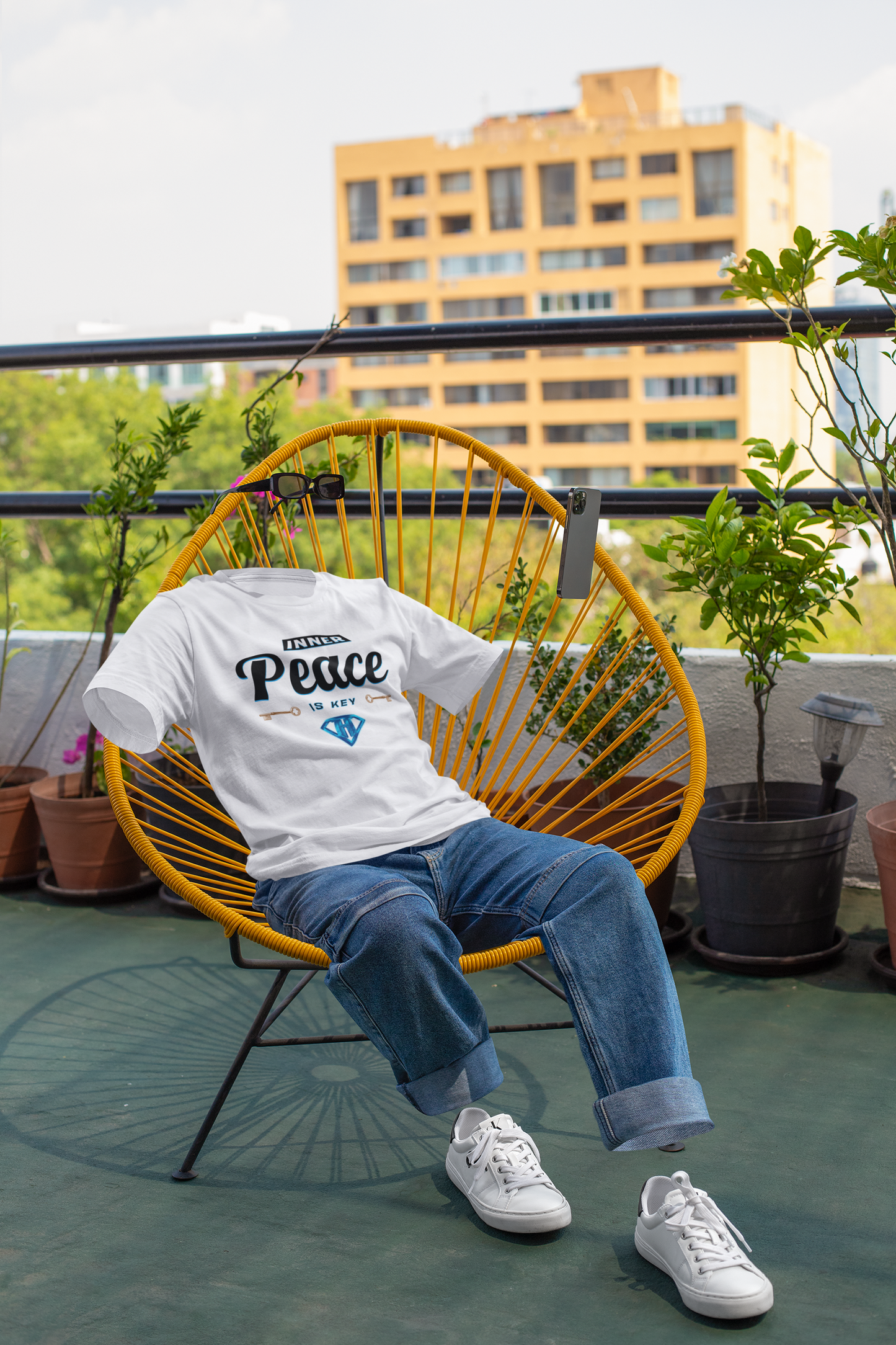 White "Inner Peace Is Key" Inspirational T-Shirt
